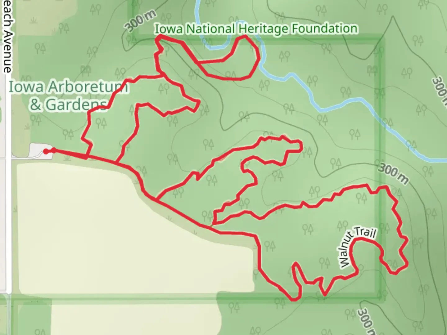 An image depicting the trail Linden Lane Trail, Herrick Memorial Trail and Walnut Trail Loop and its surrounding area.