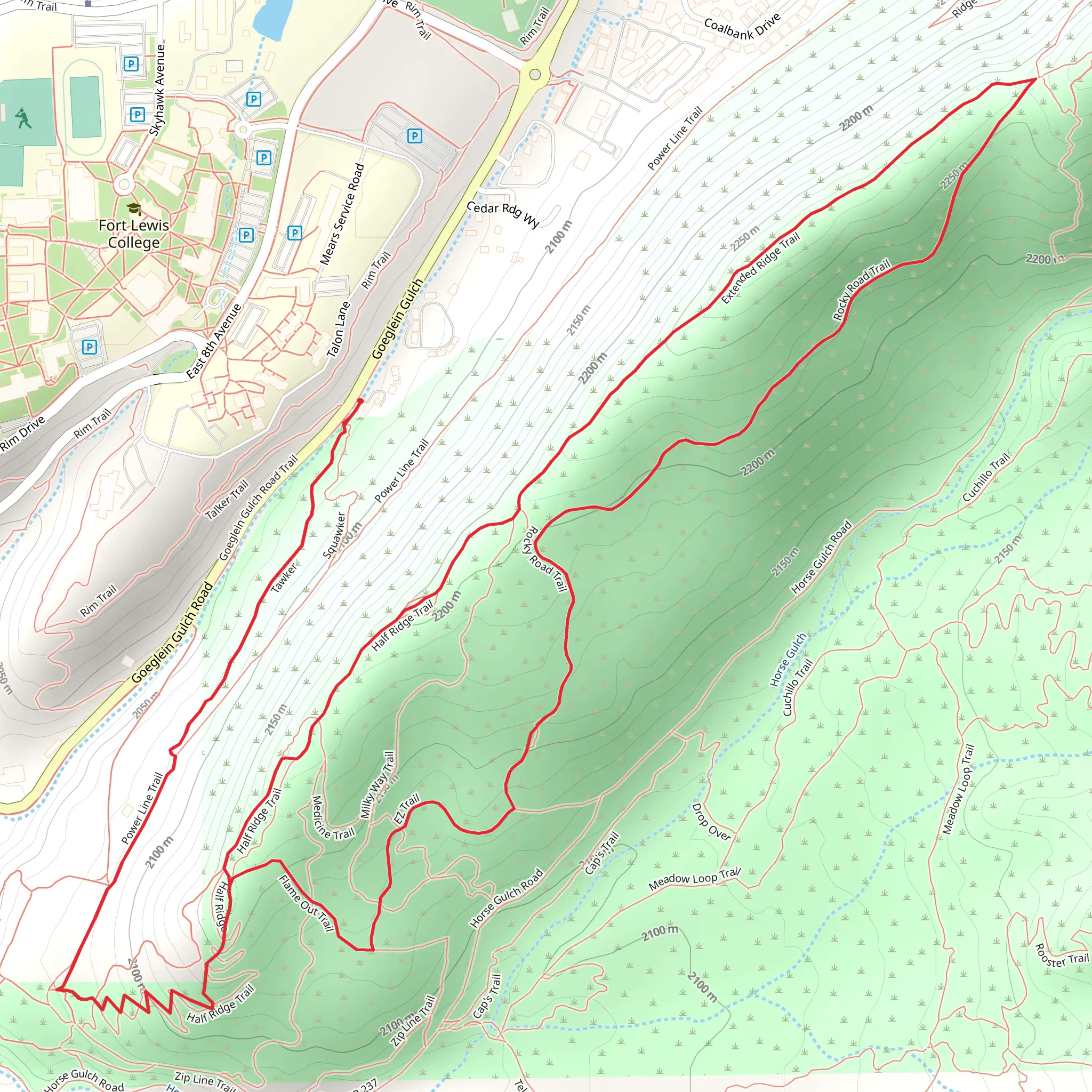 Tawker, Half Ridge Trail and Rocky Road Trail Loop mobile static map