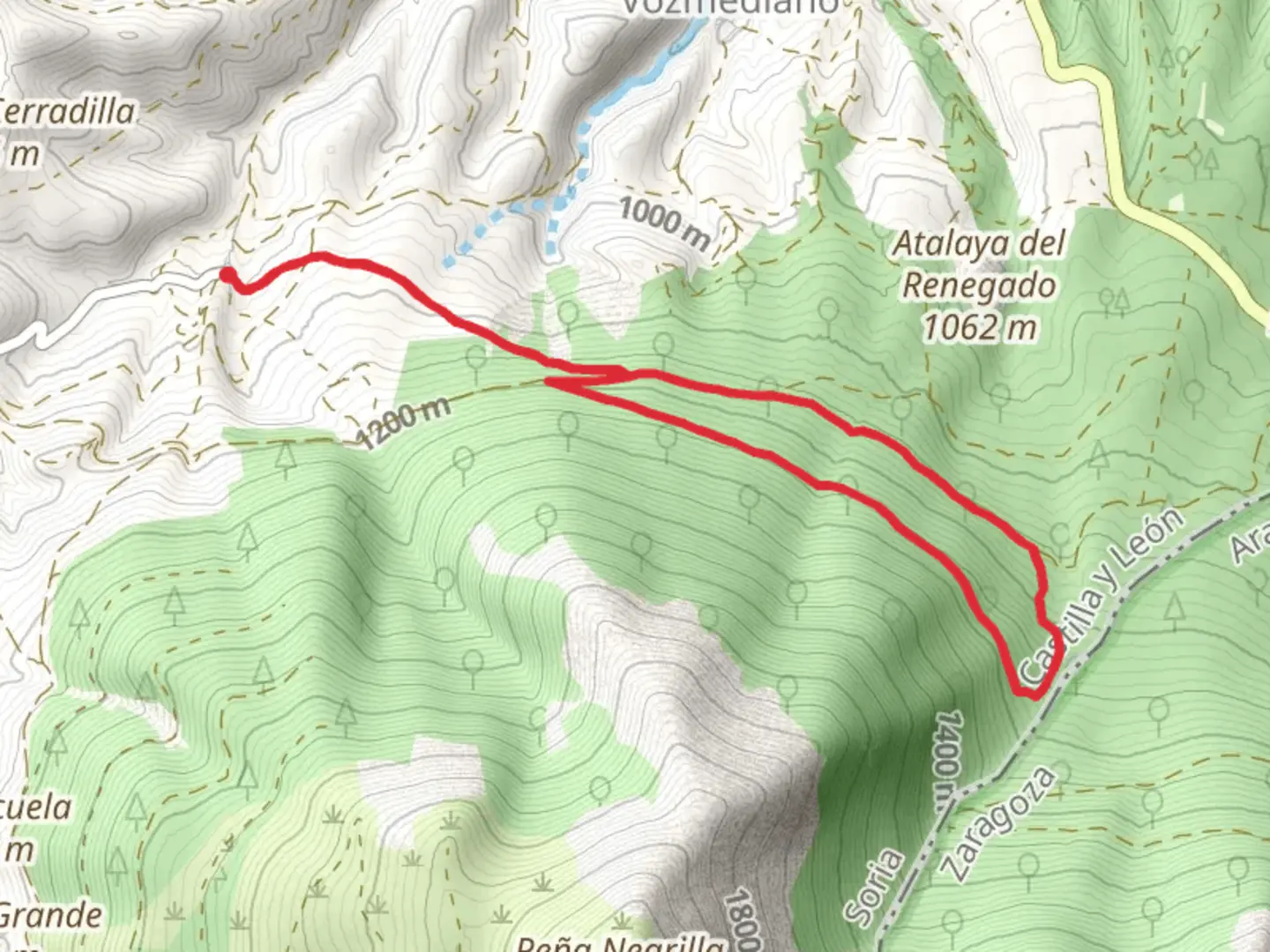 An image depicting the trail Moncayo Beech Forest Trail PR SO 79 and its surrounding area.