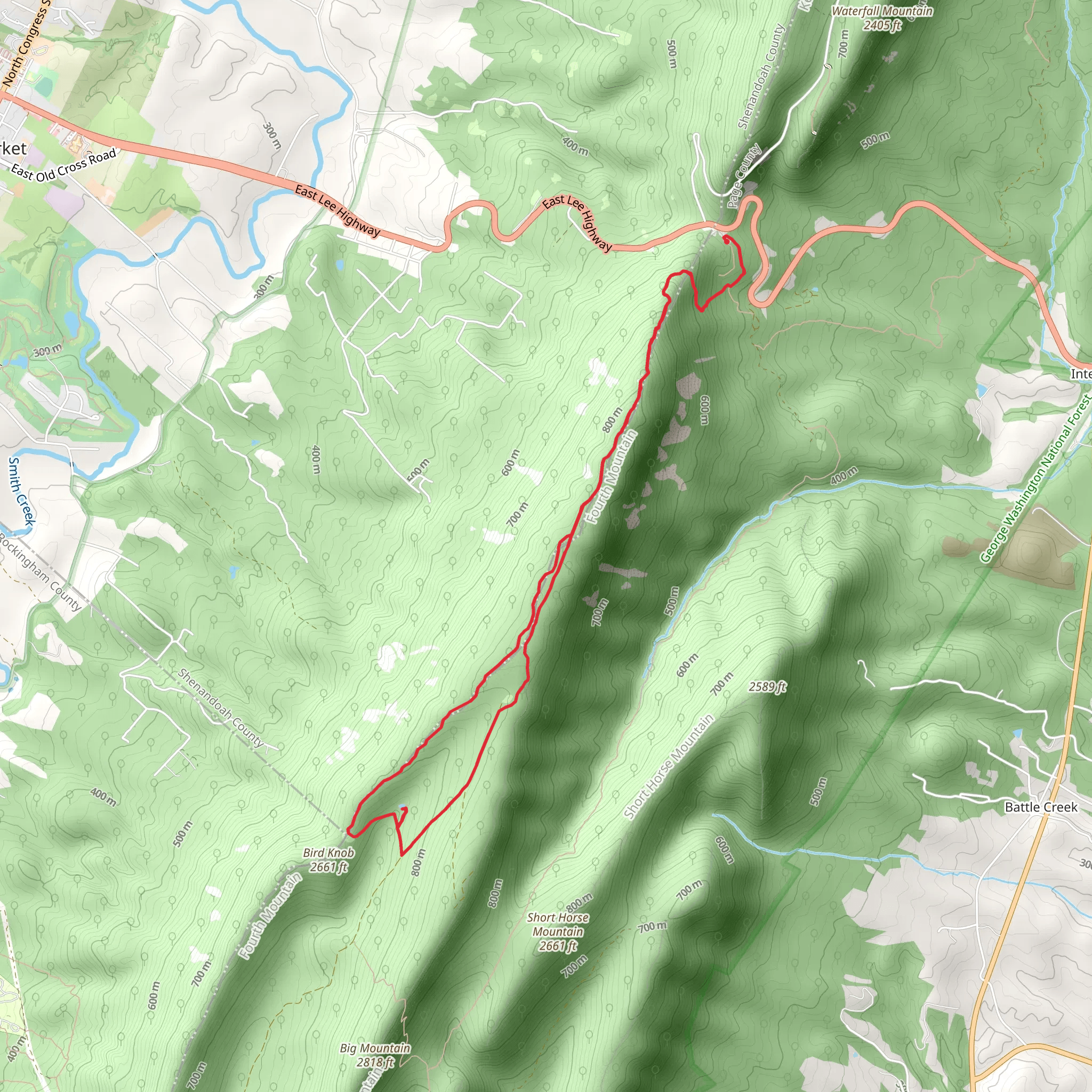 Massanutten South - Bird Knob Loop Trail mobile static map