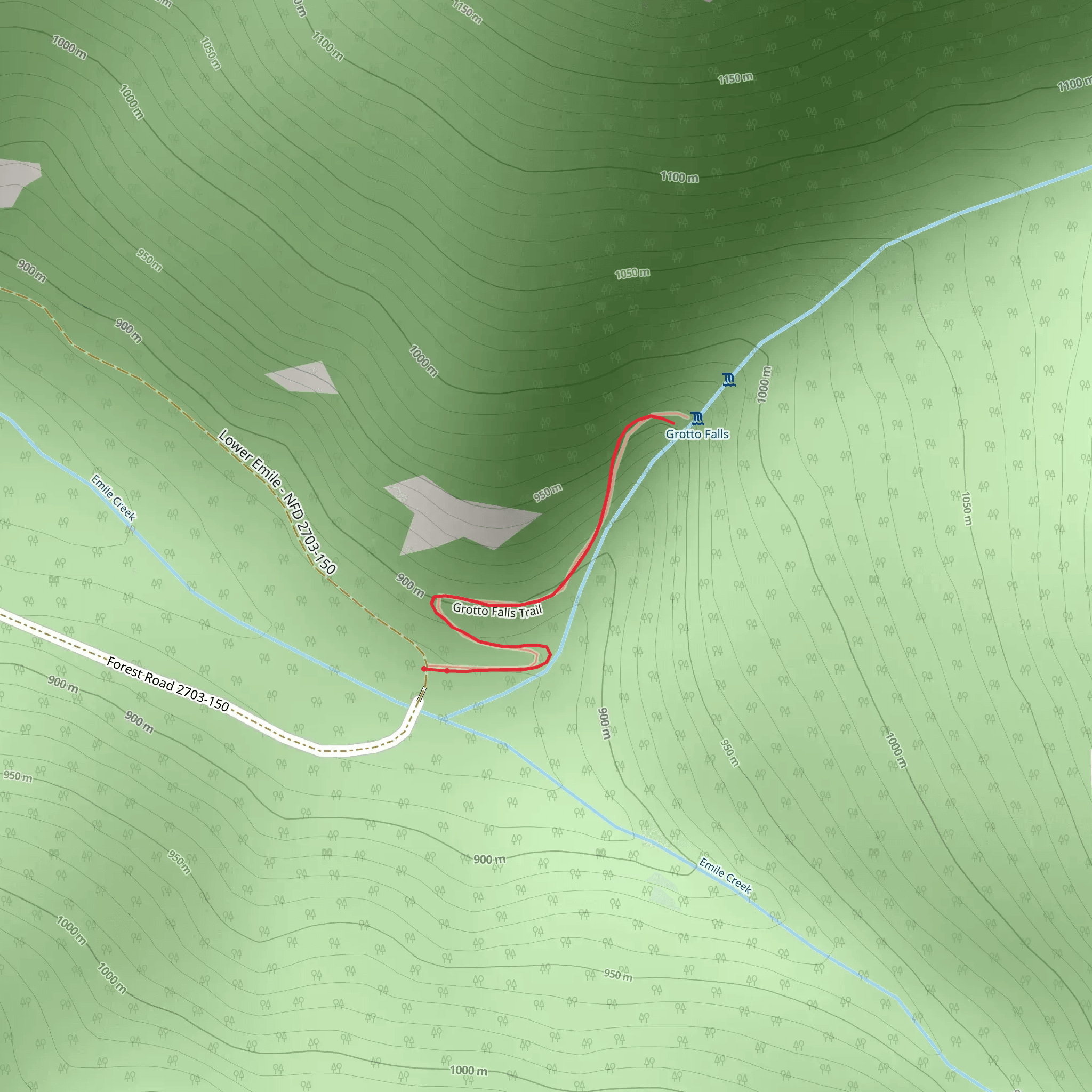 Grotto Falls Trail mobile static map