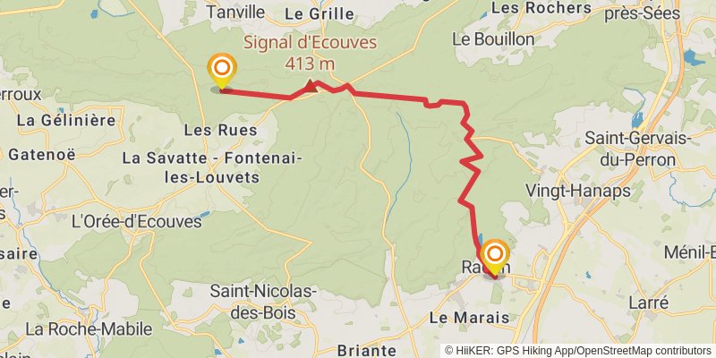 GR 22 - De Paris Au Mont Saint Michel stage 17 Map