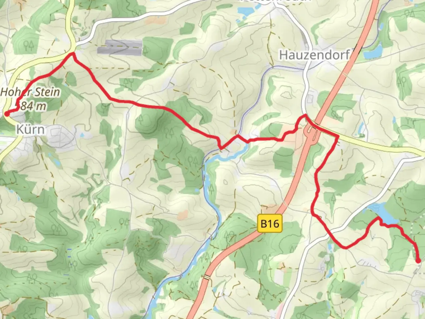 An image depicting the trail Kurn to Rudersdorf Walk and its surrounding area.