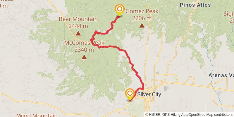 Continental Divide Trail - New Mexico stage 14 Map