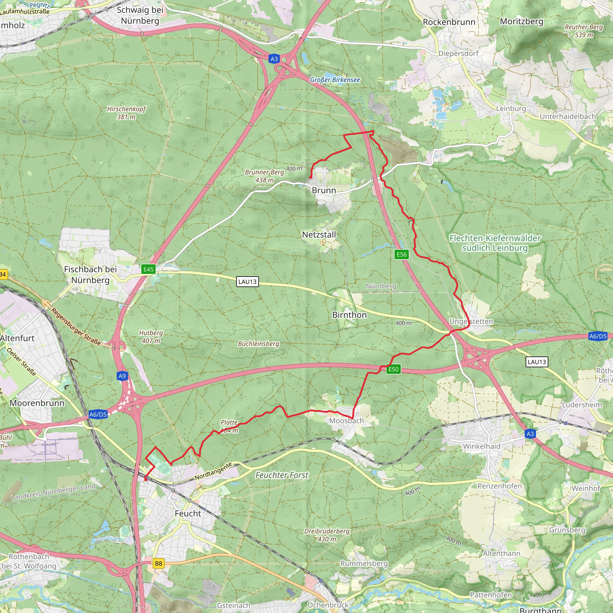 Brunn to Feucht Walk mobile static map