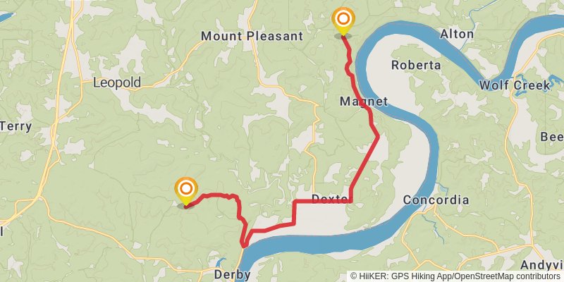 American Discovery Trail South Route - Indiana stage 19 Map