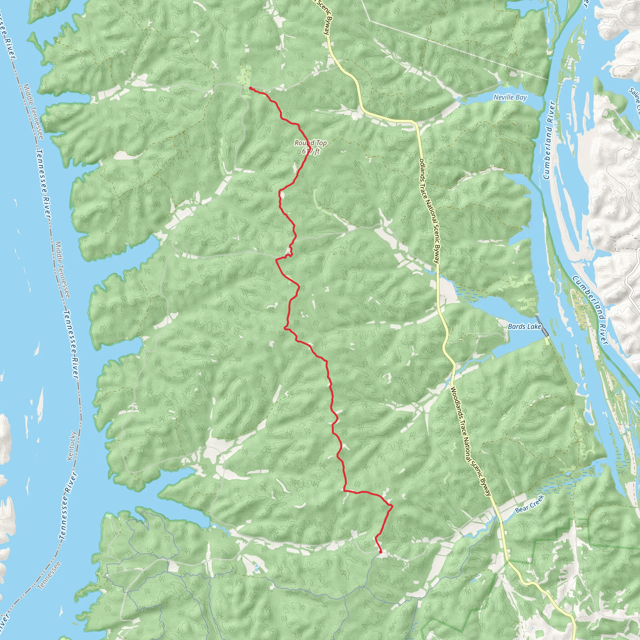 Round Top via North-South Trail mobile static map