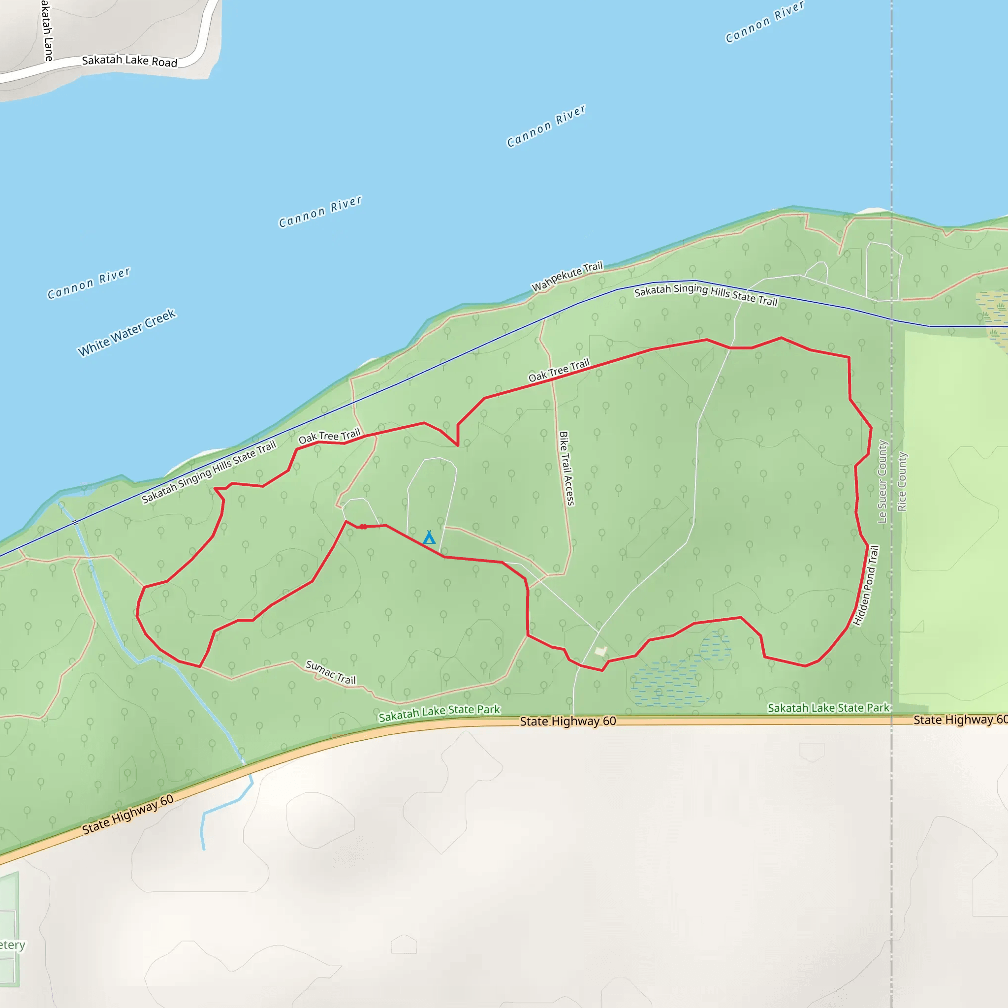 Sakatah Lake State Park Loop mobile static map