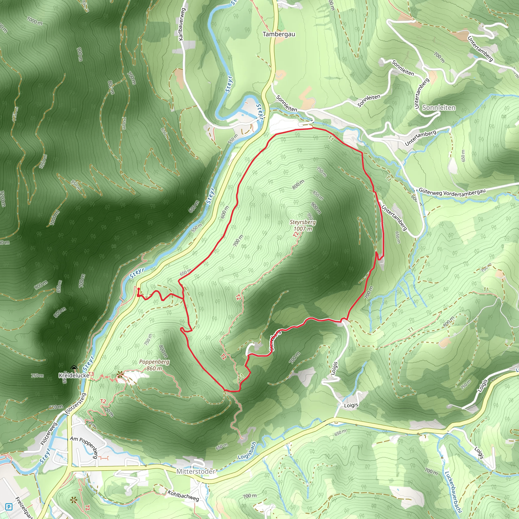 Around the Steyrsberg Mountain mobile static map