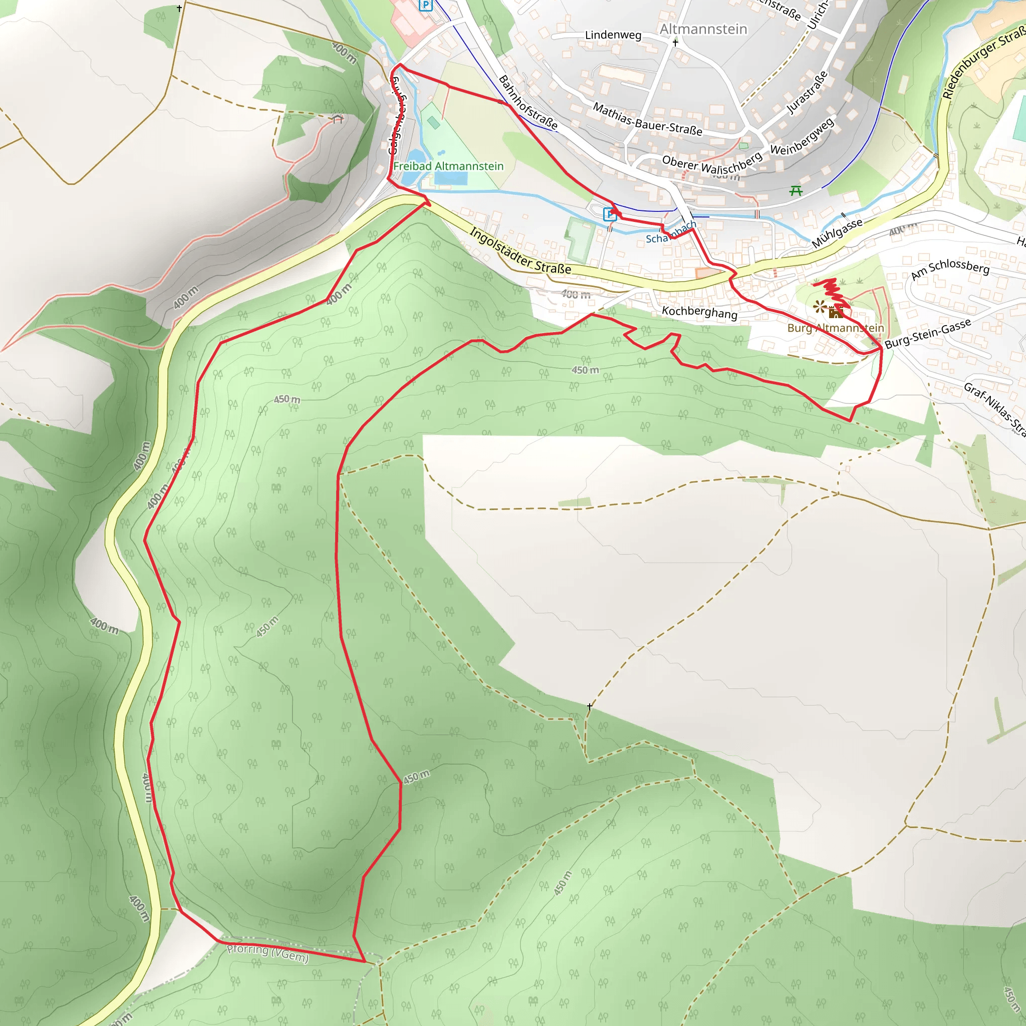Prangerweg and Kreutbergweg mobile static map