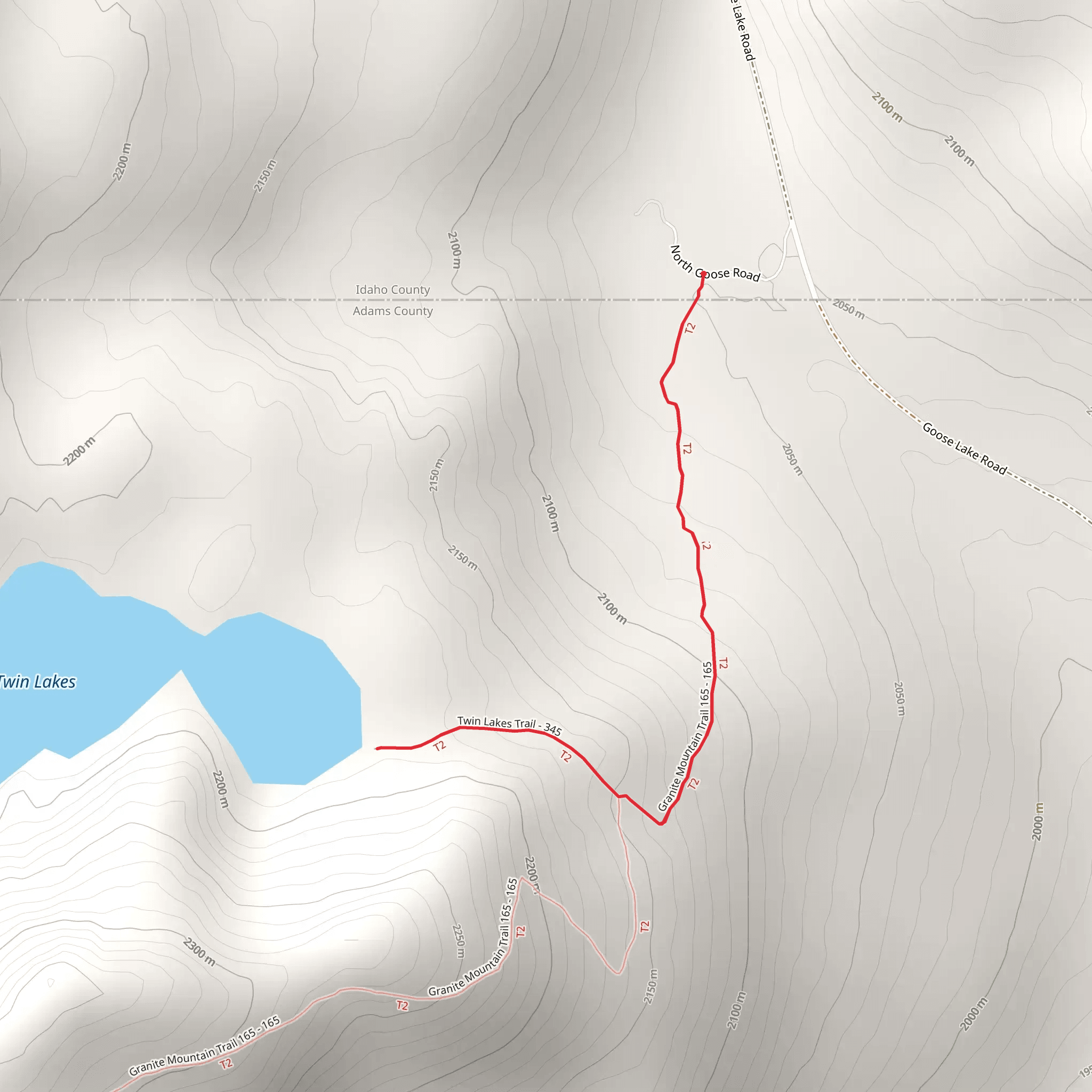 Twin Lakes via Granite Mountain Trail mobile static map
