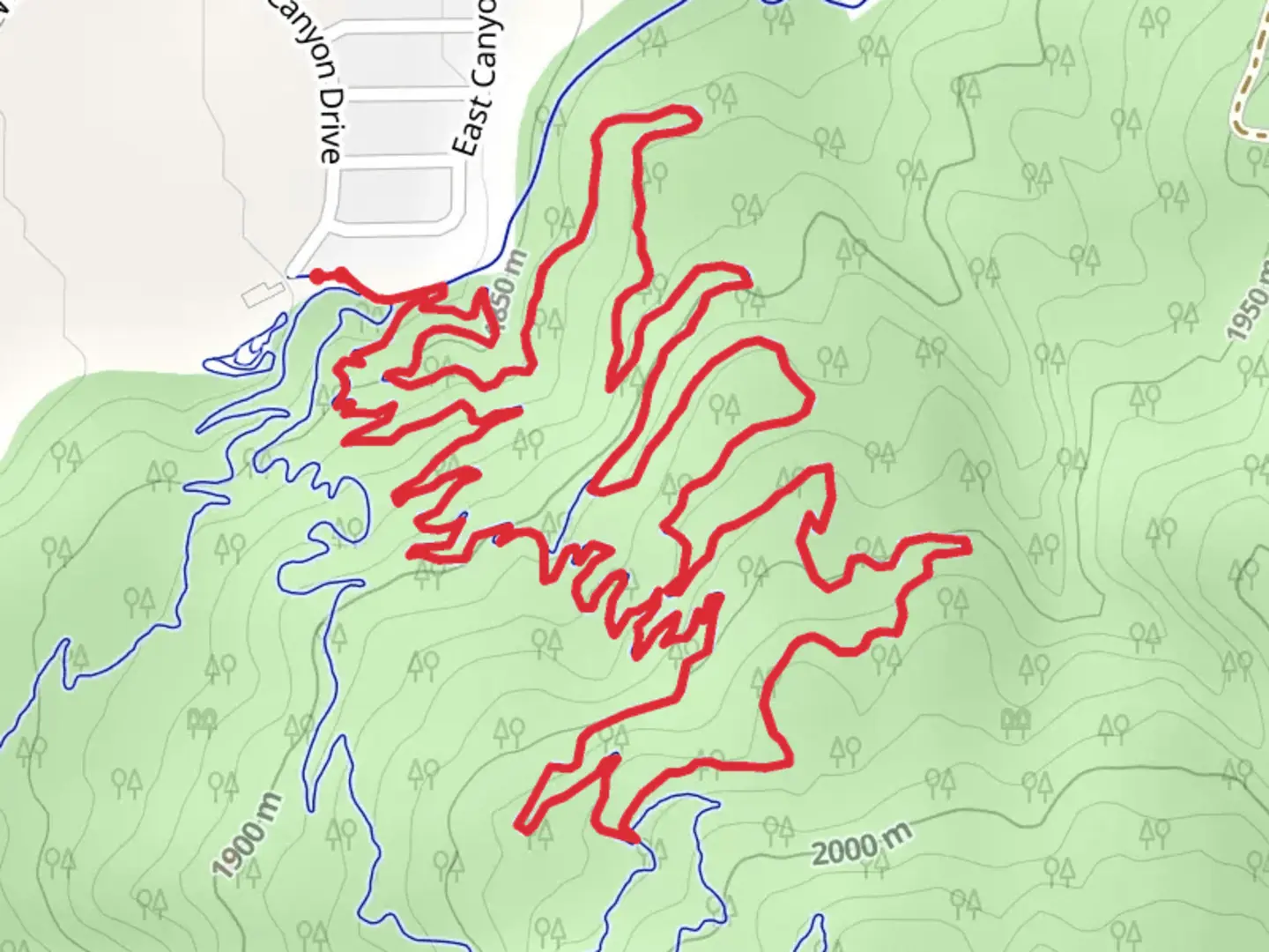 An image depicting the trail Lychen It and Iron Giants Loop and its surrounding area.