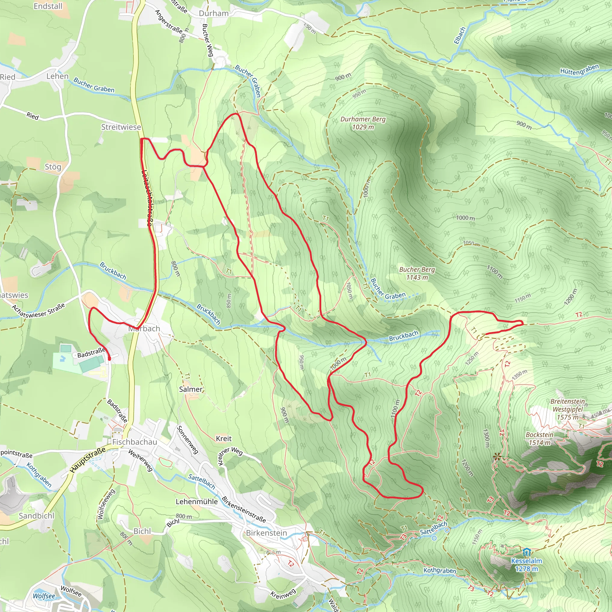Buchberg, Birkenstein and Bucher Alm Loop mobile static map