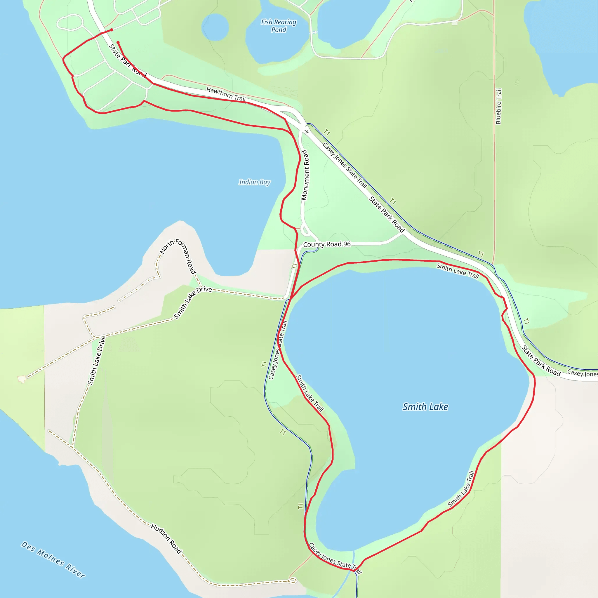 Smith Lake and Lake Shetek State Park Loop Walk mobile static map