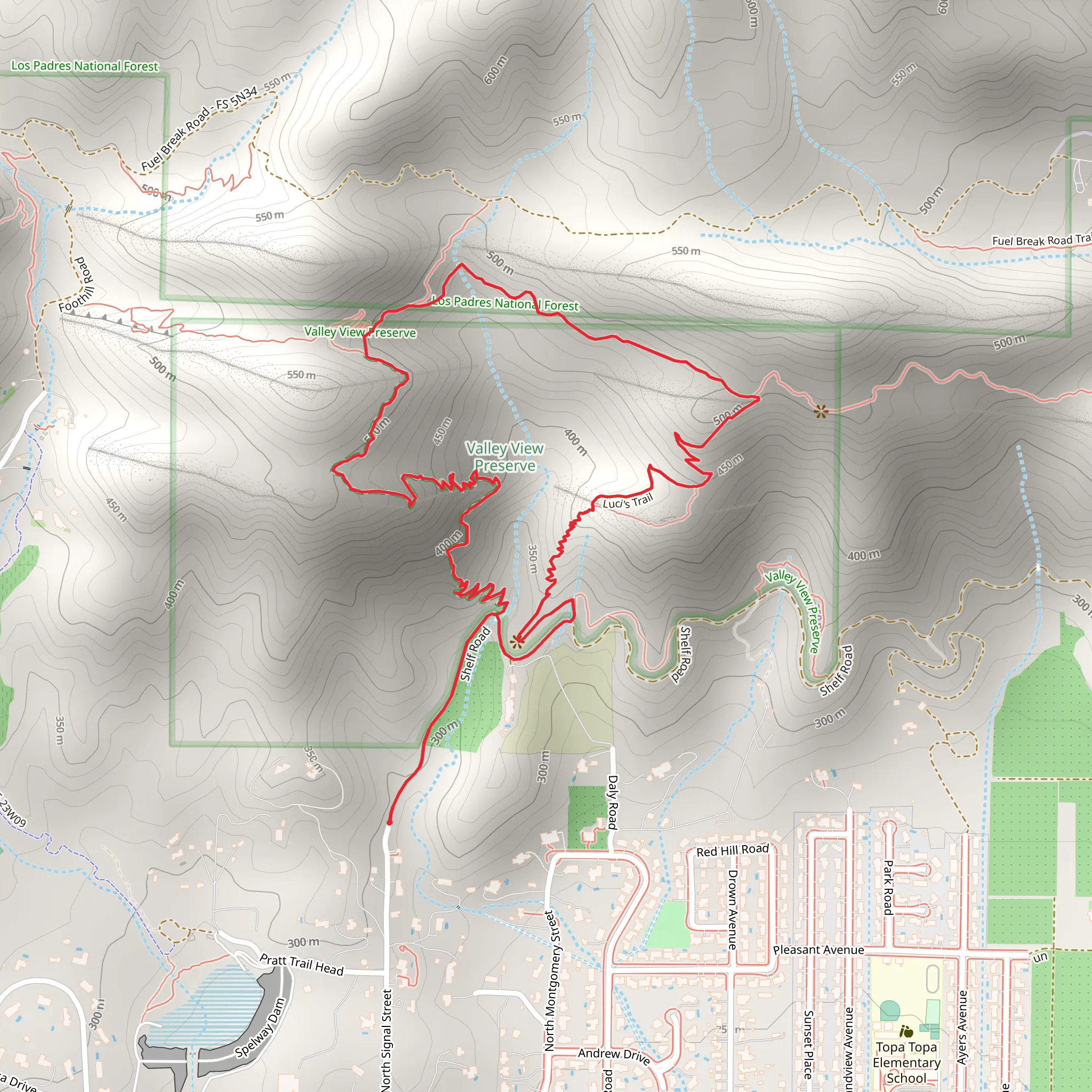Fox Canyon and Luci's Loop Trail mobile static map