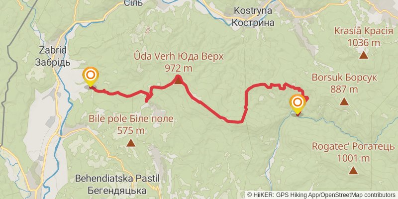 Trans Carpathian Hike stage 42 Map