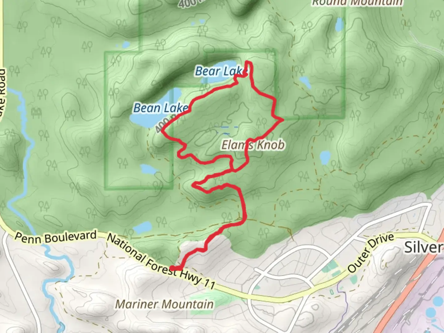 An image depicting the trail Bean and Bear Lake via Superior Hiking Trail and its surrounding area.