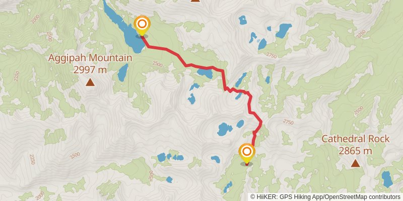 Bighorn Crags - Reflection Lake spur 1 Map