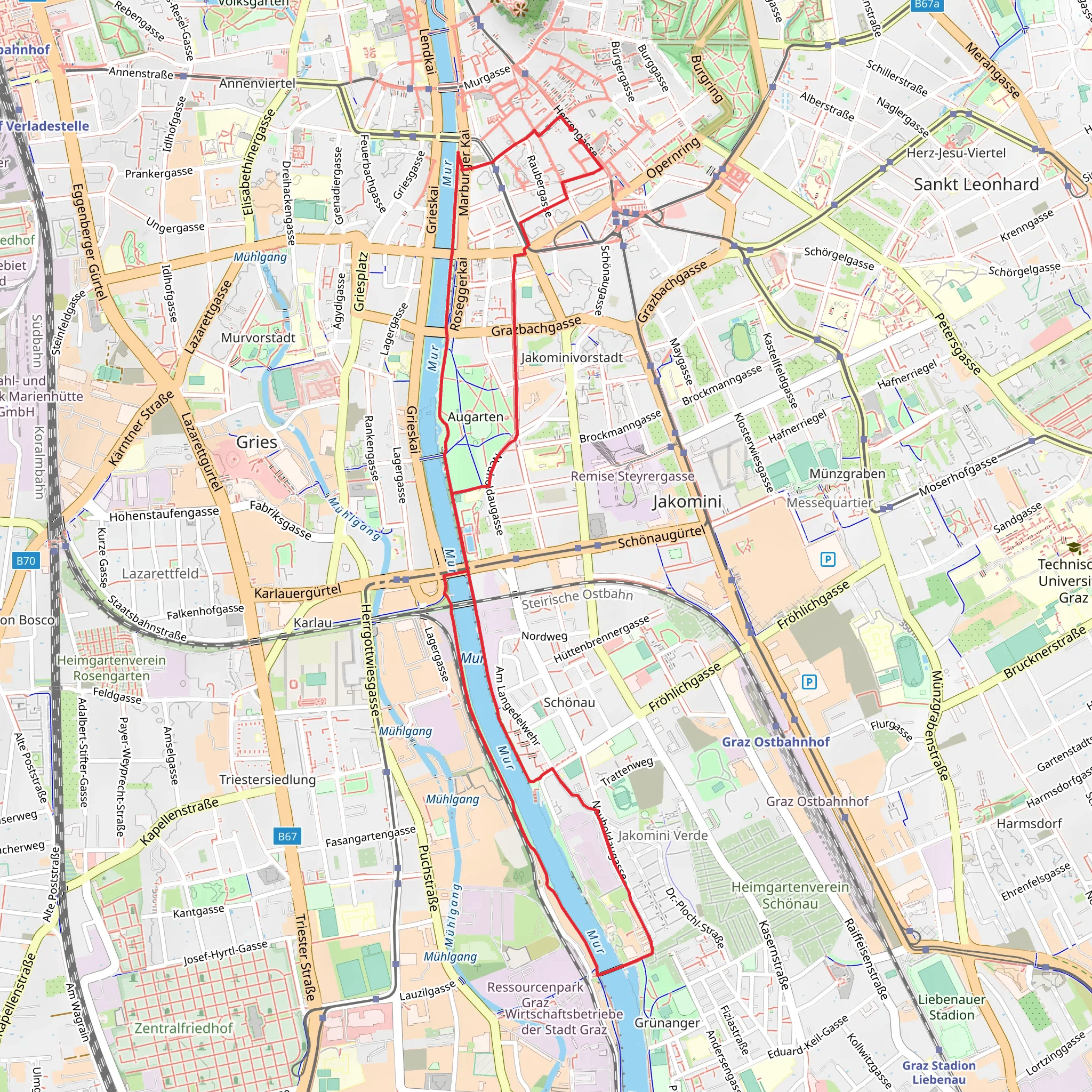 South of Graz - Herrengasse mobile static map