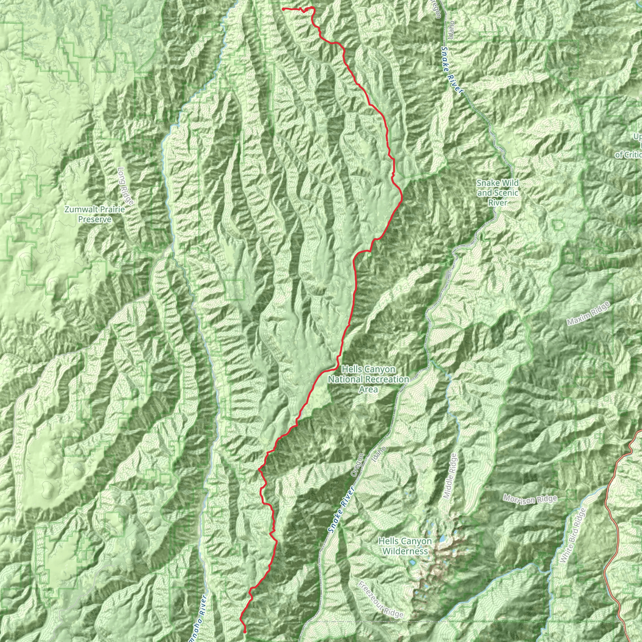 Hells Canyon Western Rim Trail mobile static map