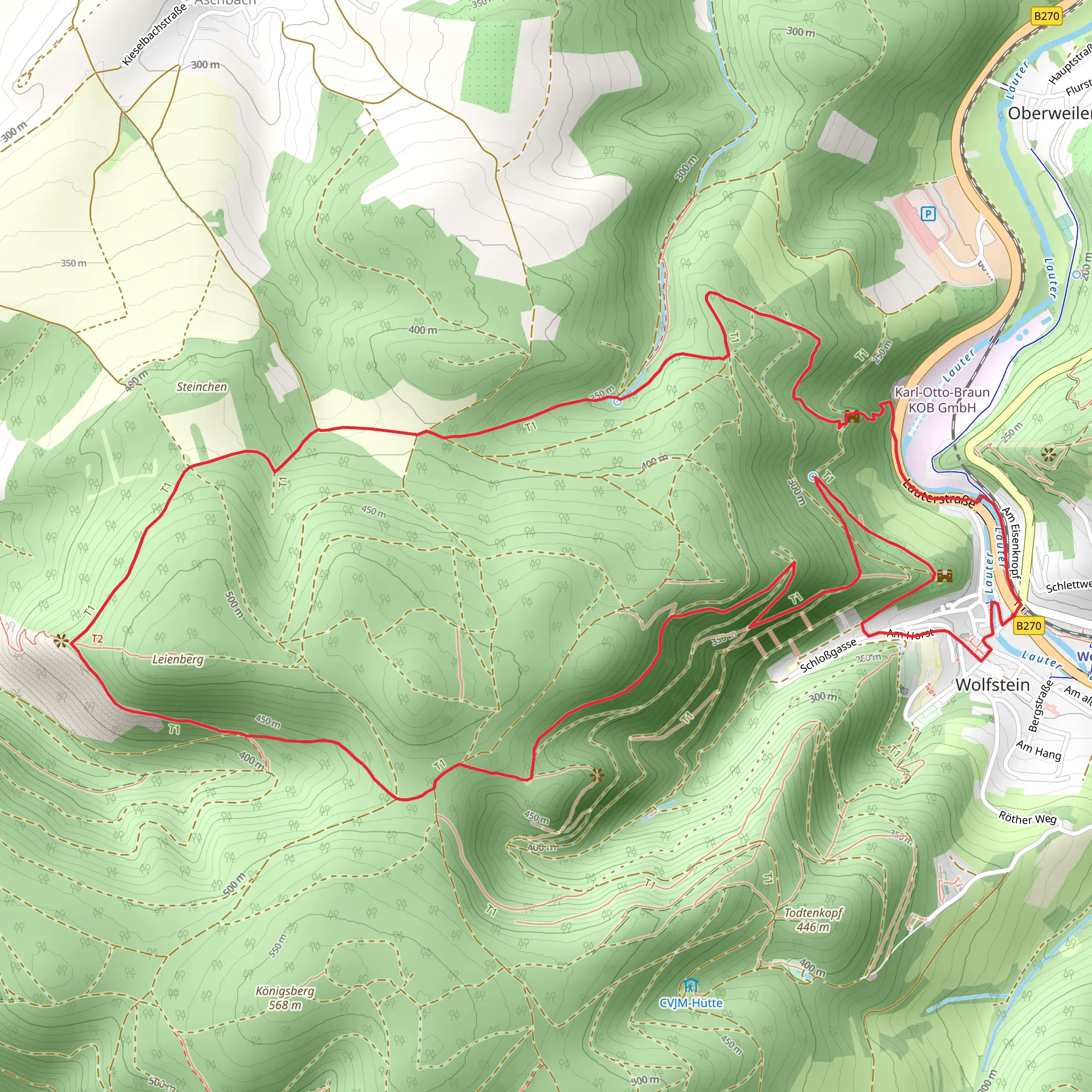 Ruine Neuwolfstein and Altwolfstein Loop mobile static map