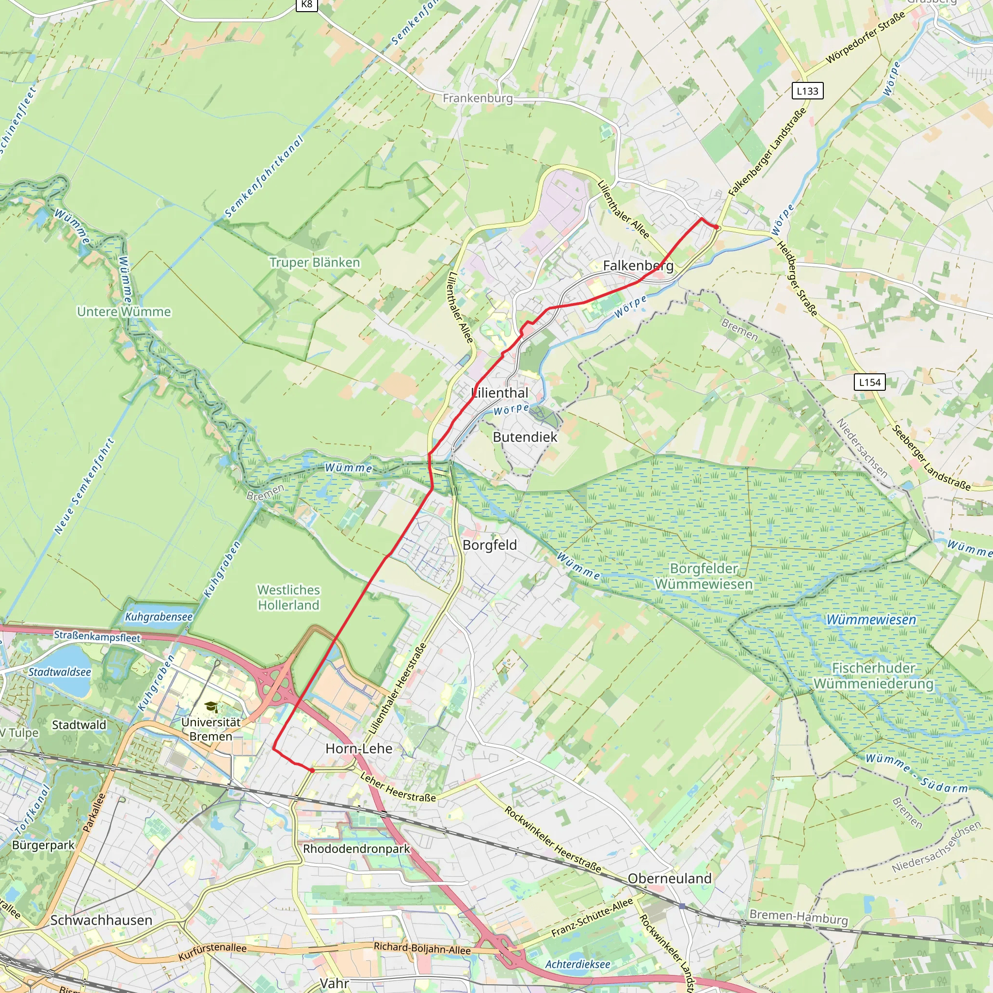 Horn Lehe to Trupermoor Walk mobile static map