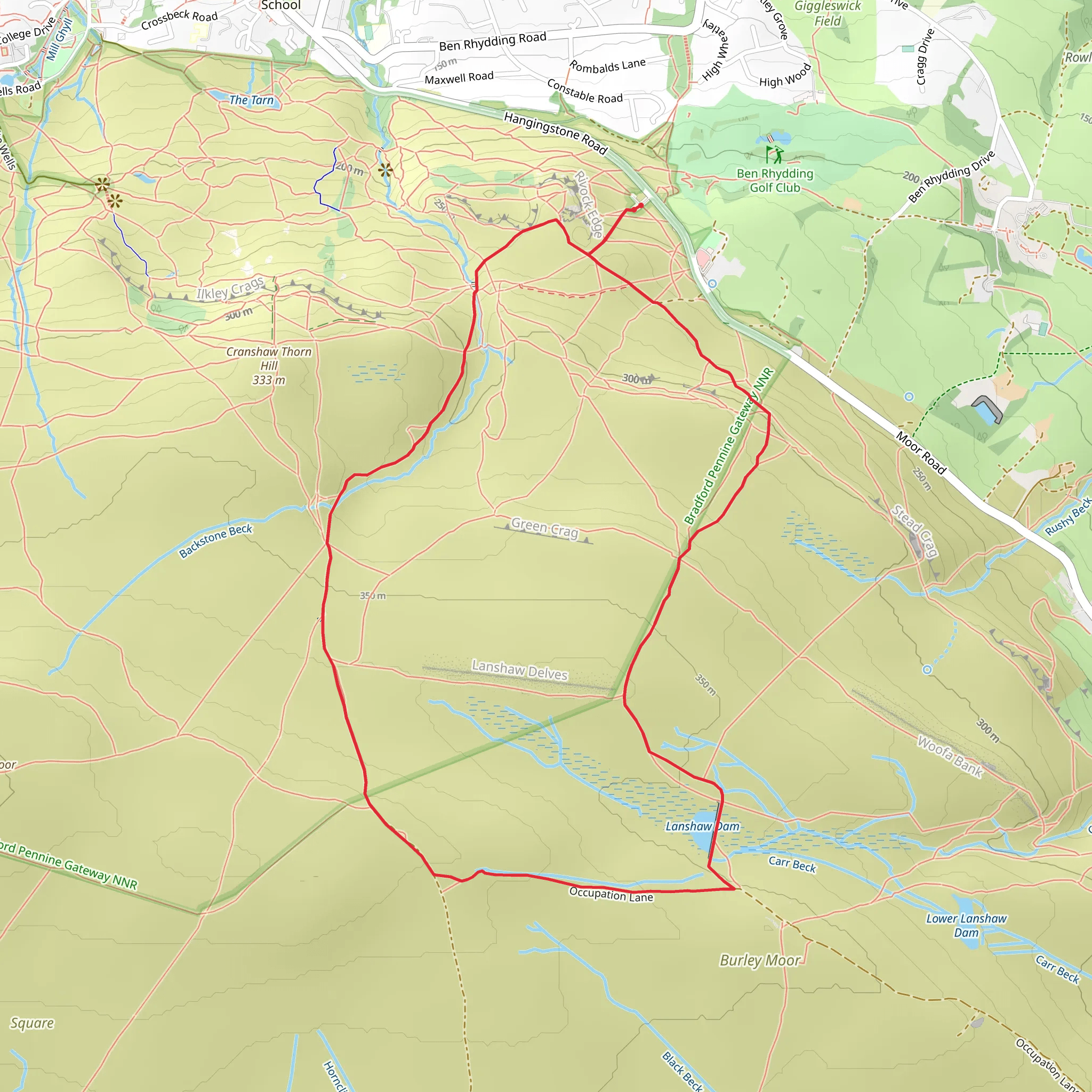 Haystacks - Twelve Apostles and Idol Stone of Ilkley Moor mobile static map