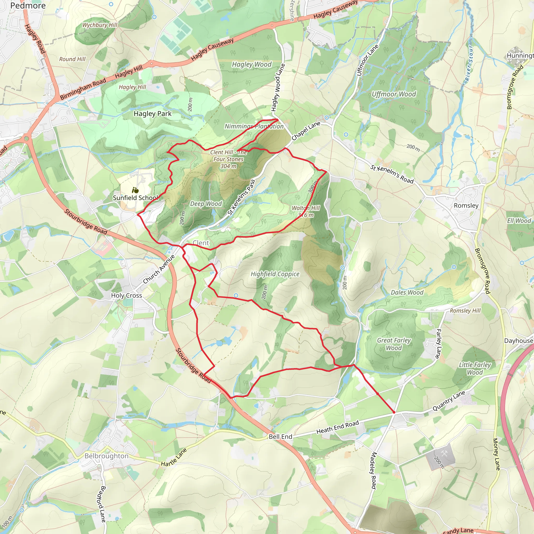 Clent Hill Country Park Loop mobile static map