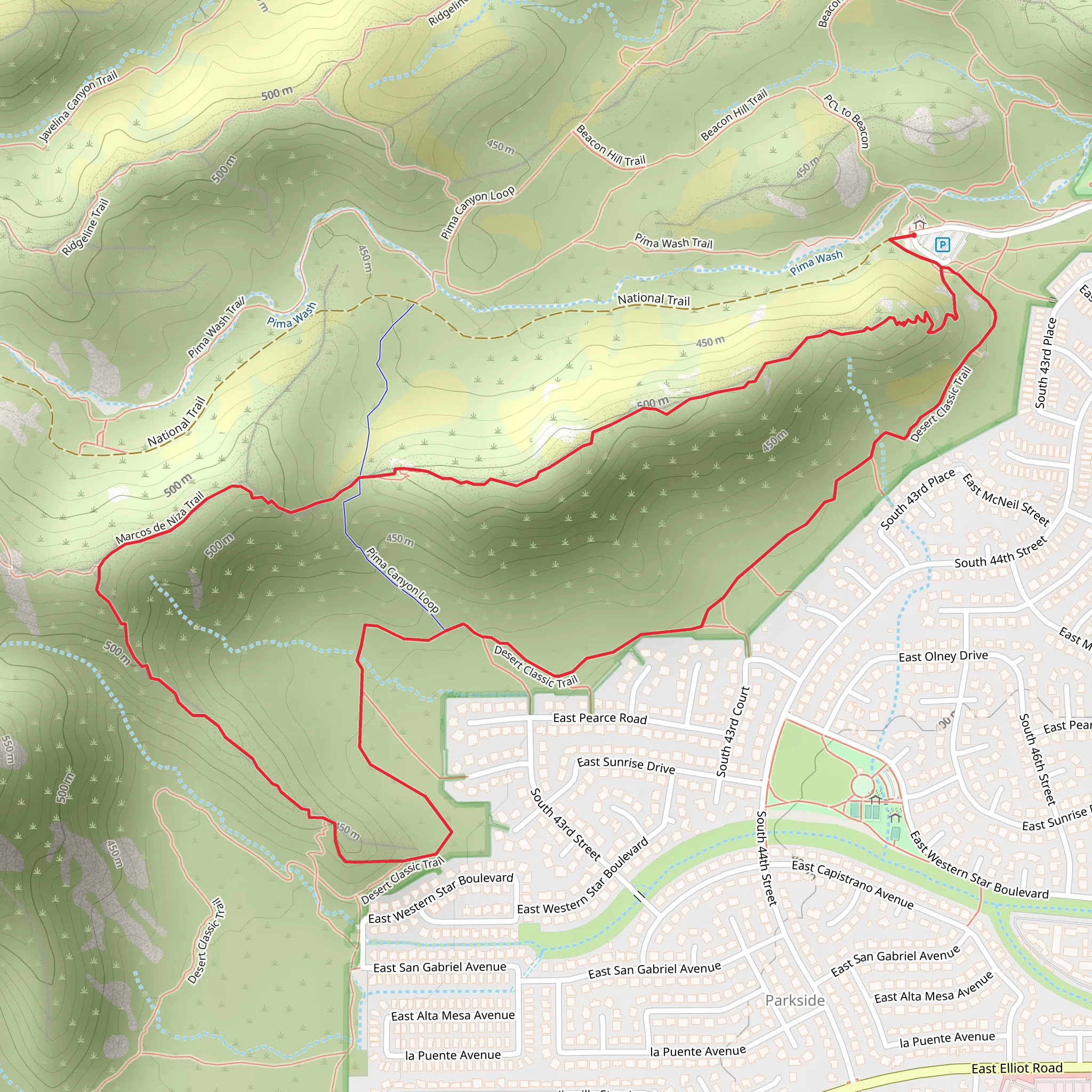 Desert Classic and Sott Ridge Loop Trail mobile static map