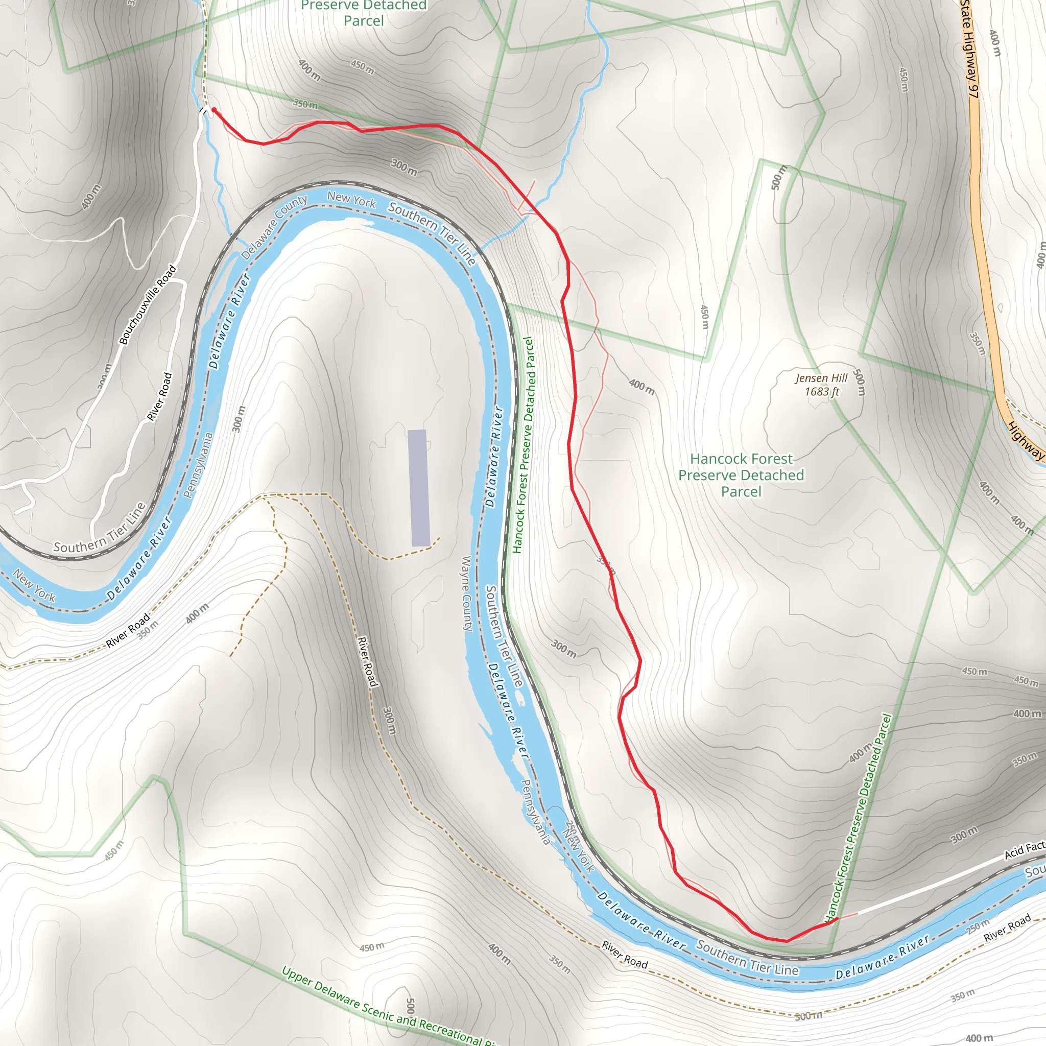 Delaware River Out and Back mobile static map