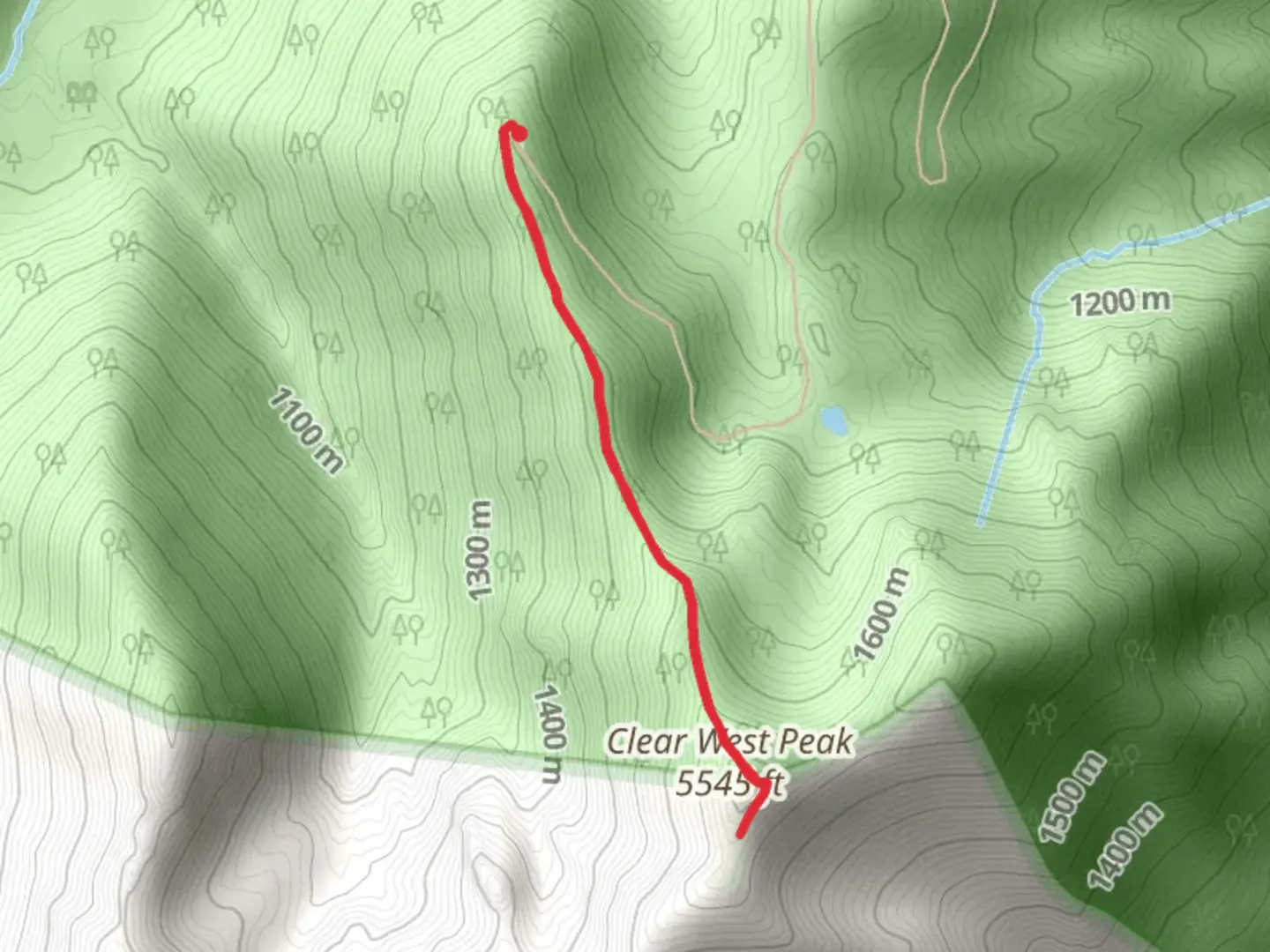 An image depicting the trail Clear West Peak via Clearwater Peak Trail and its surrounding area.
