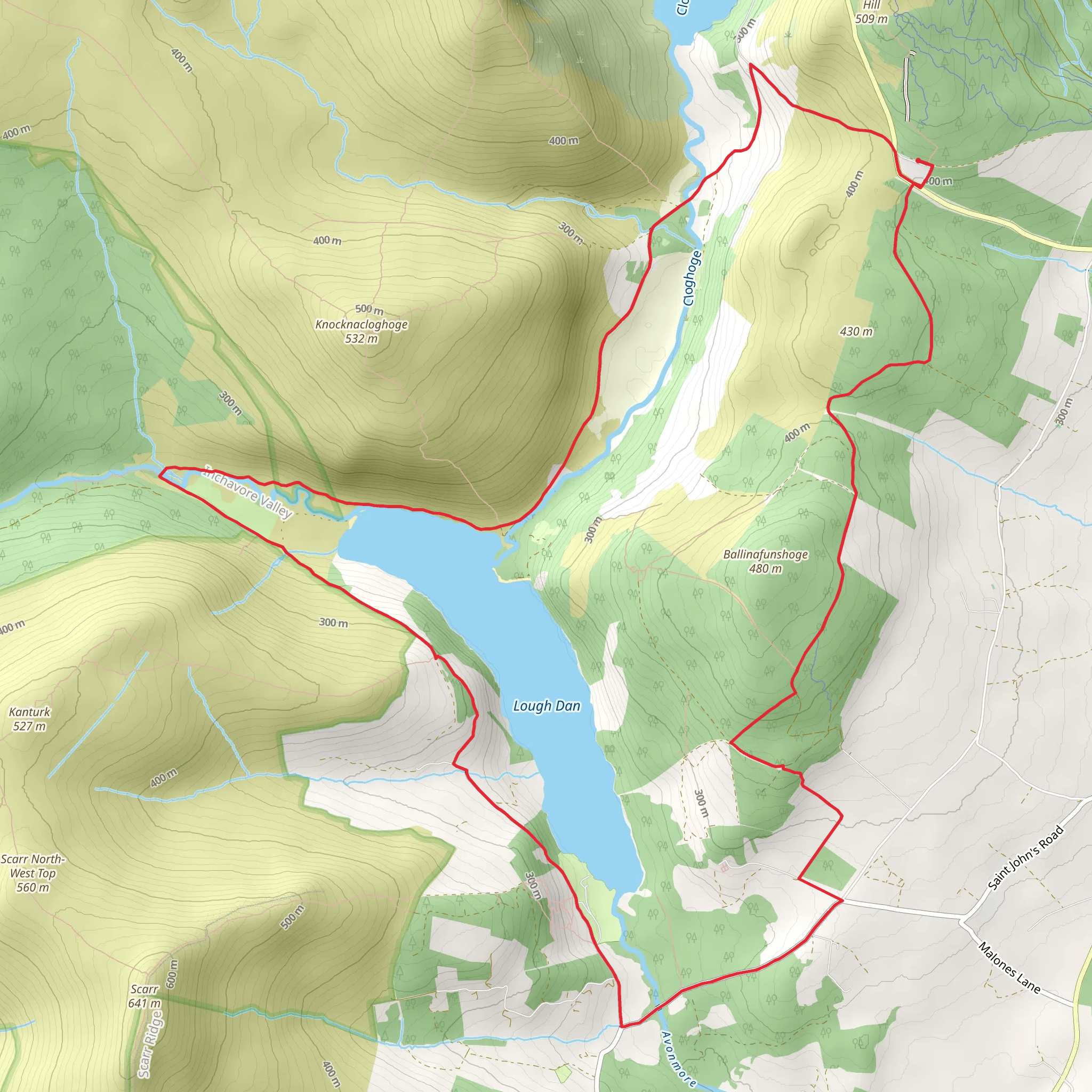 Circuit of Lough Dan mobile static map