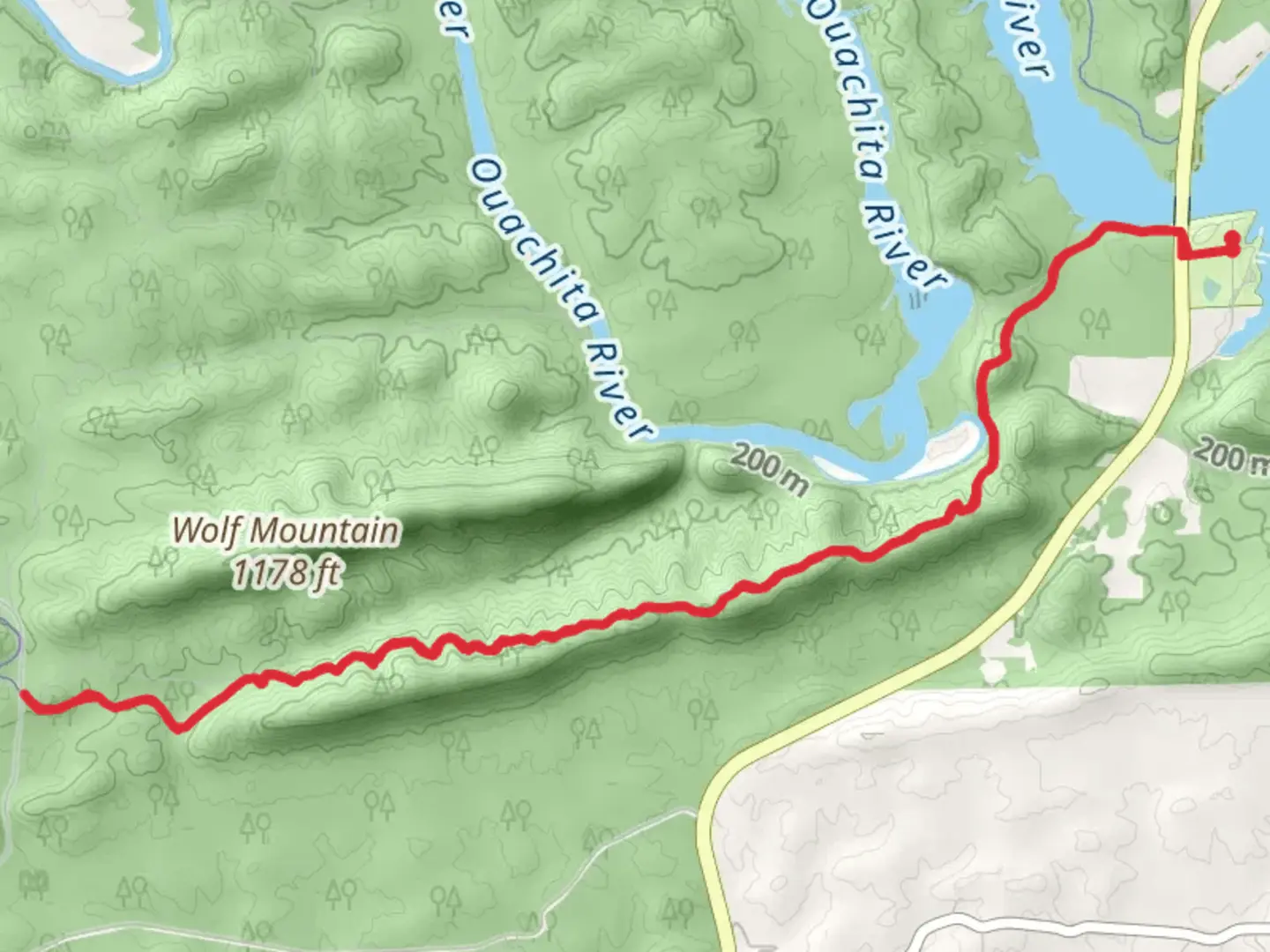 An image depicting the trail Womble Trail Out and Back and its surrounding area.