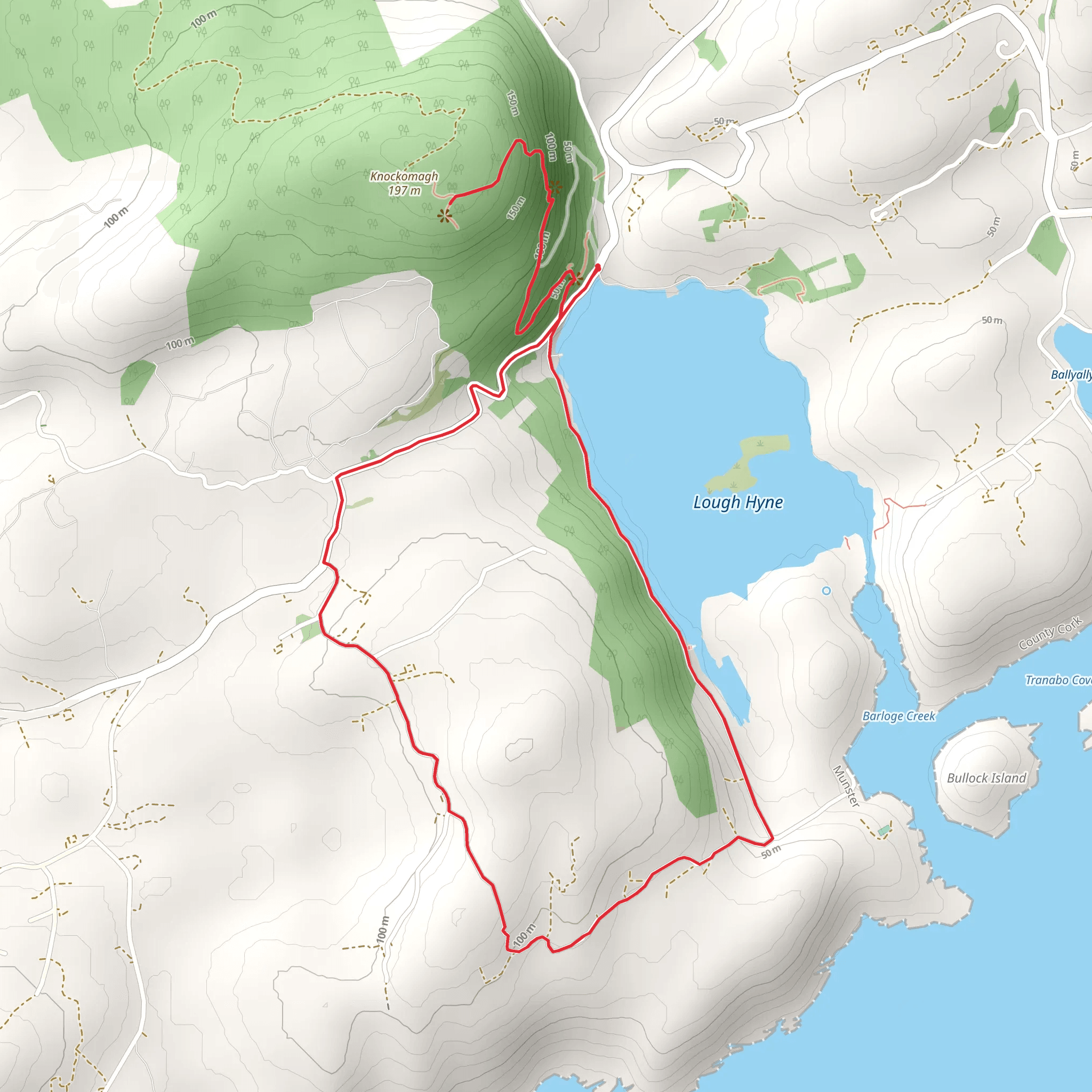 Lough Hyne and Mount Knockomagh mobile static map