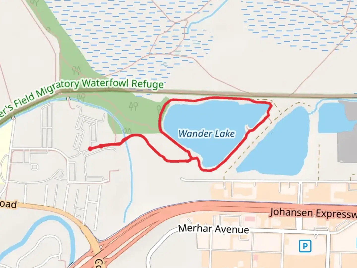 An image depicting the trail Wander Lake Loop and its surrounding area.