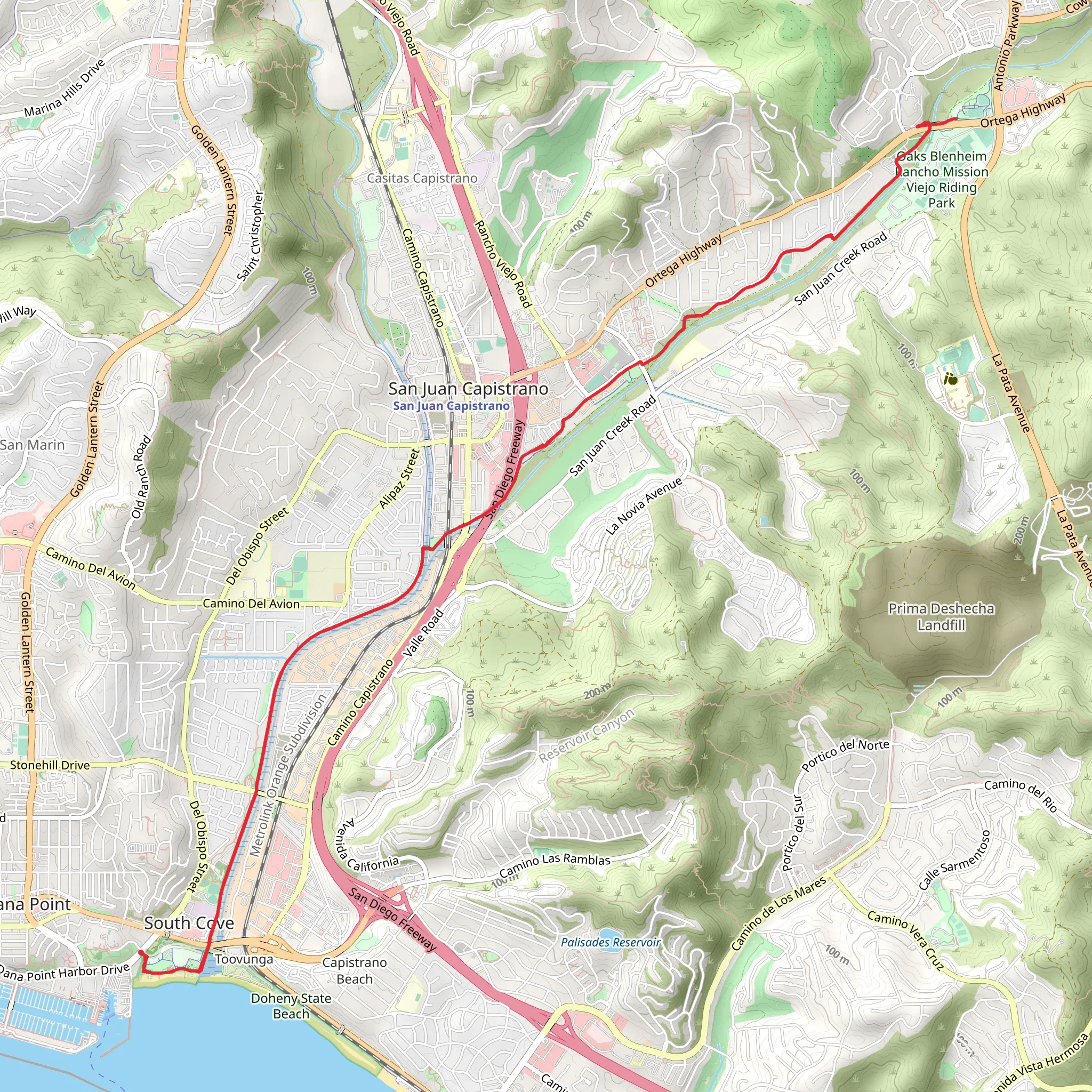 San Juan Creek Trail mobile static map