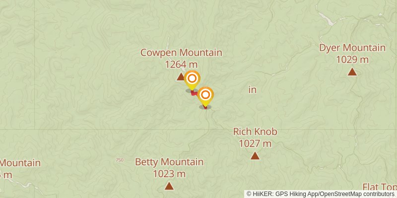Jacks River to Cowpen Mountain spur 2 Map
