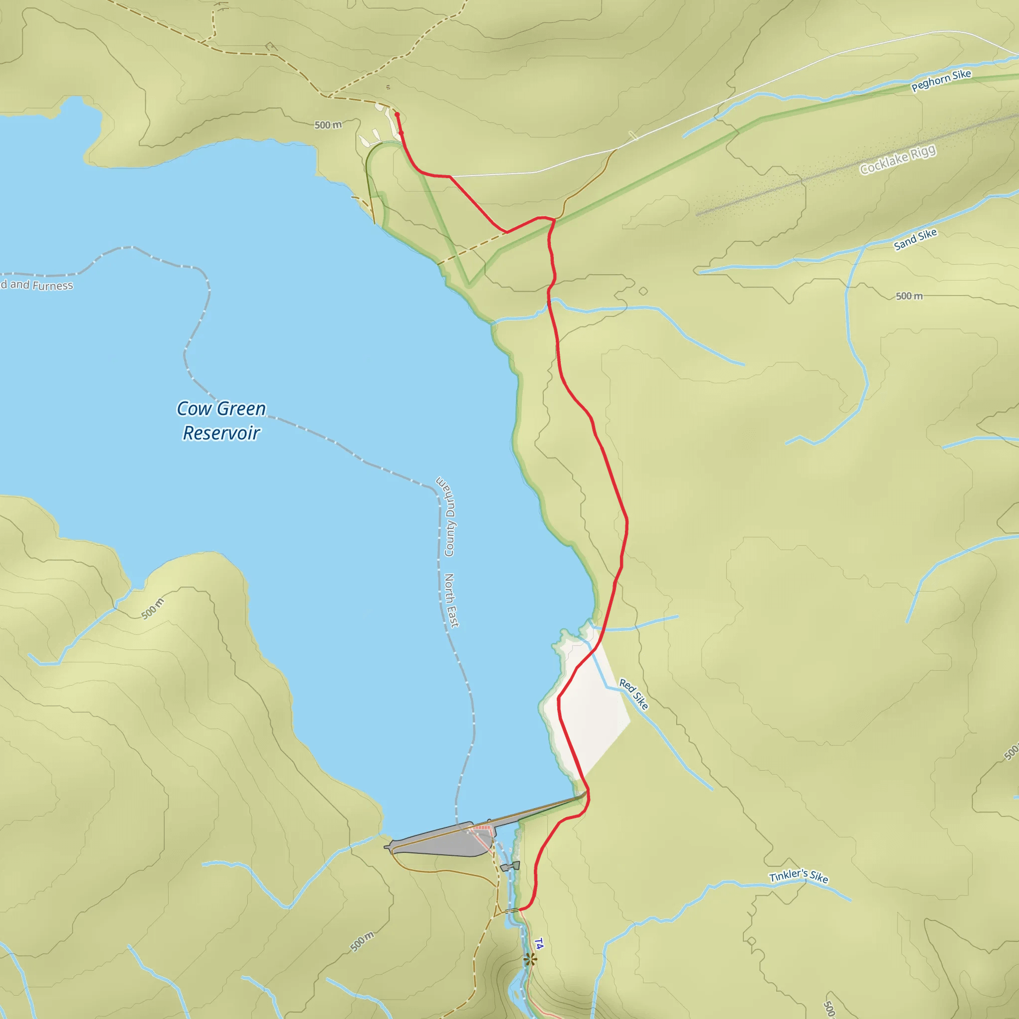 Cauldron Snout from Cow Green Reservoir mobile static map