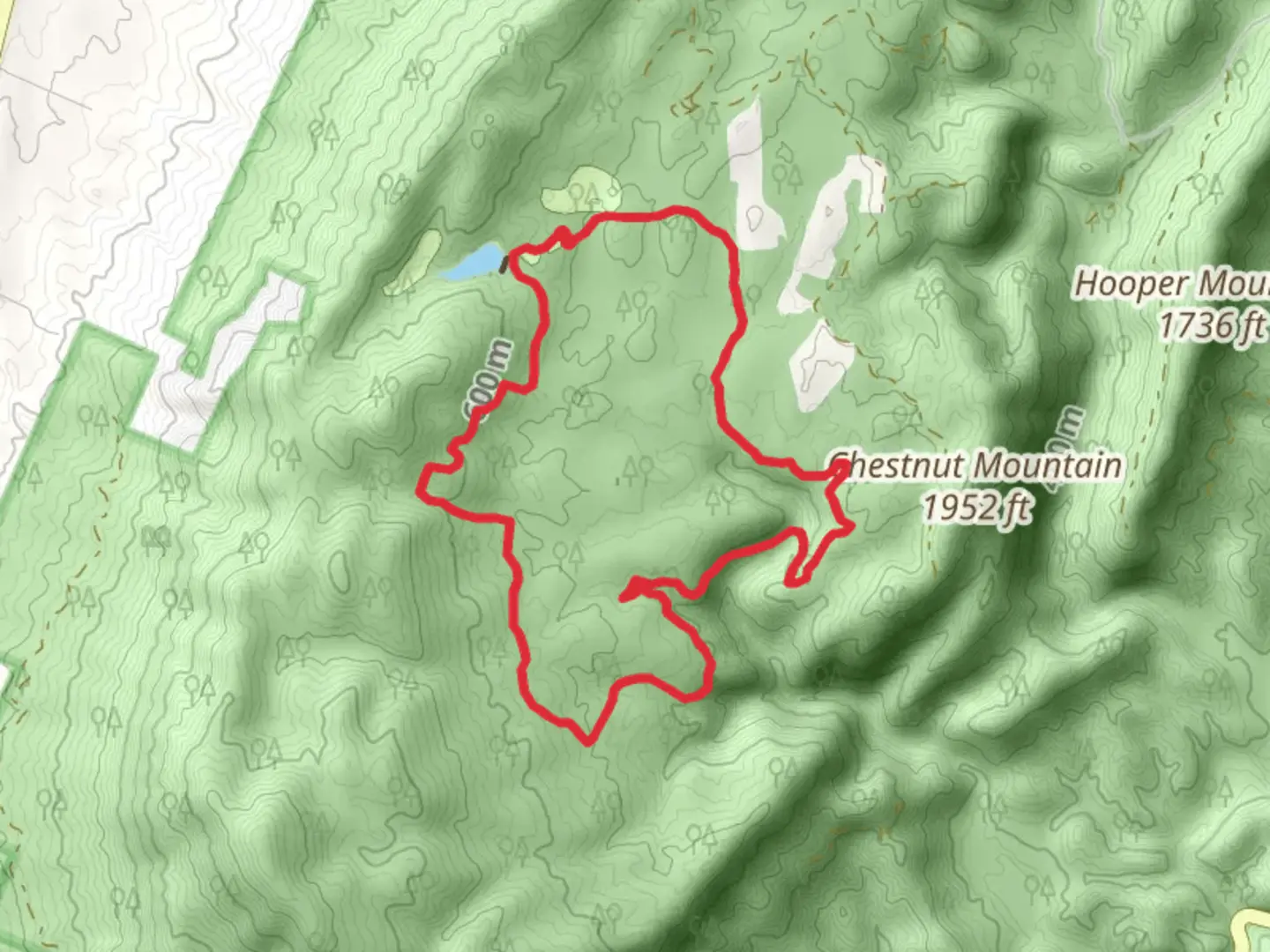 An image depicting the trail Benton Falls, Slick Rock Laurel and Clear Creek Loop and its surrounding area.