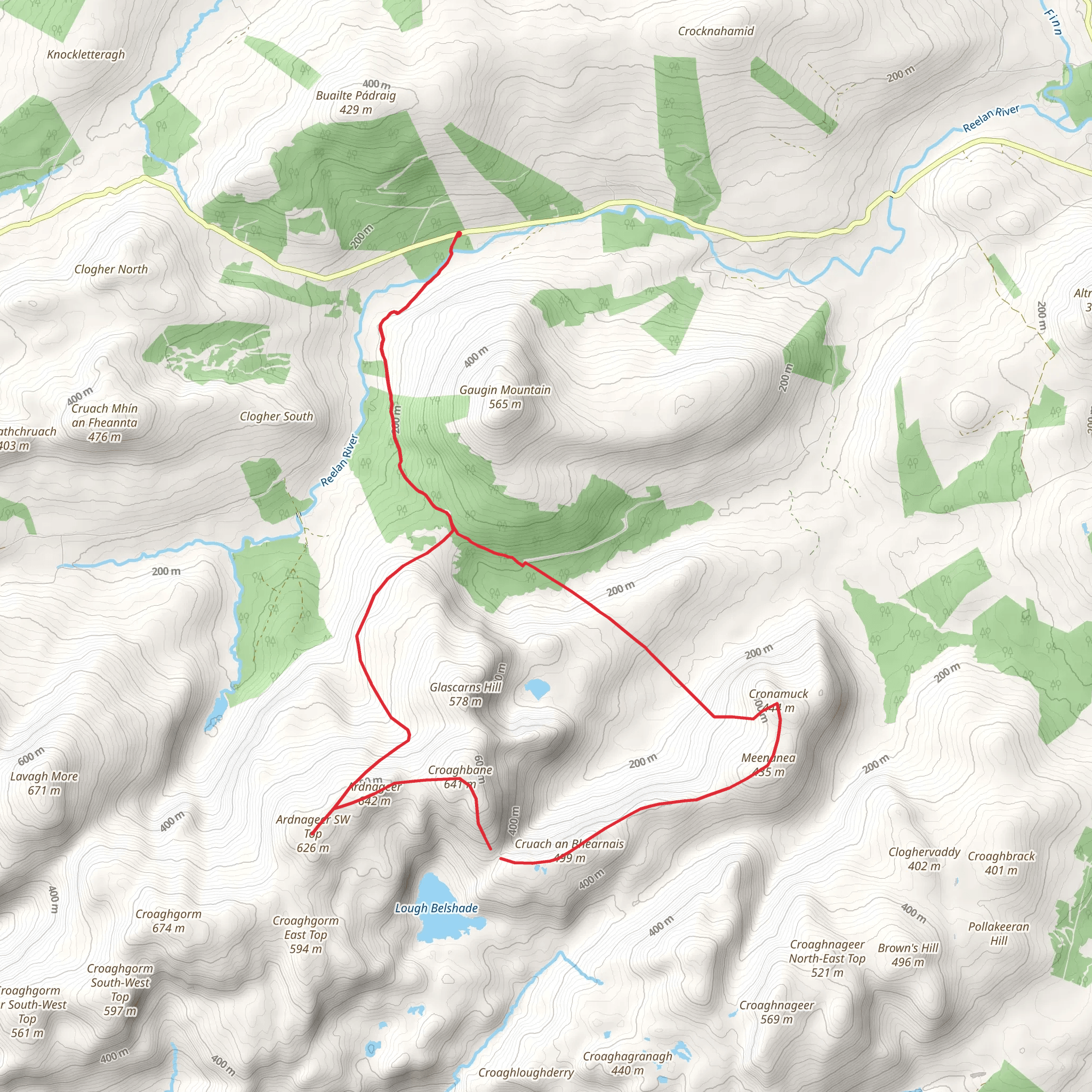 Ardnageer Mountain Loop via Croahbhane mobile static map