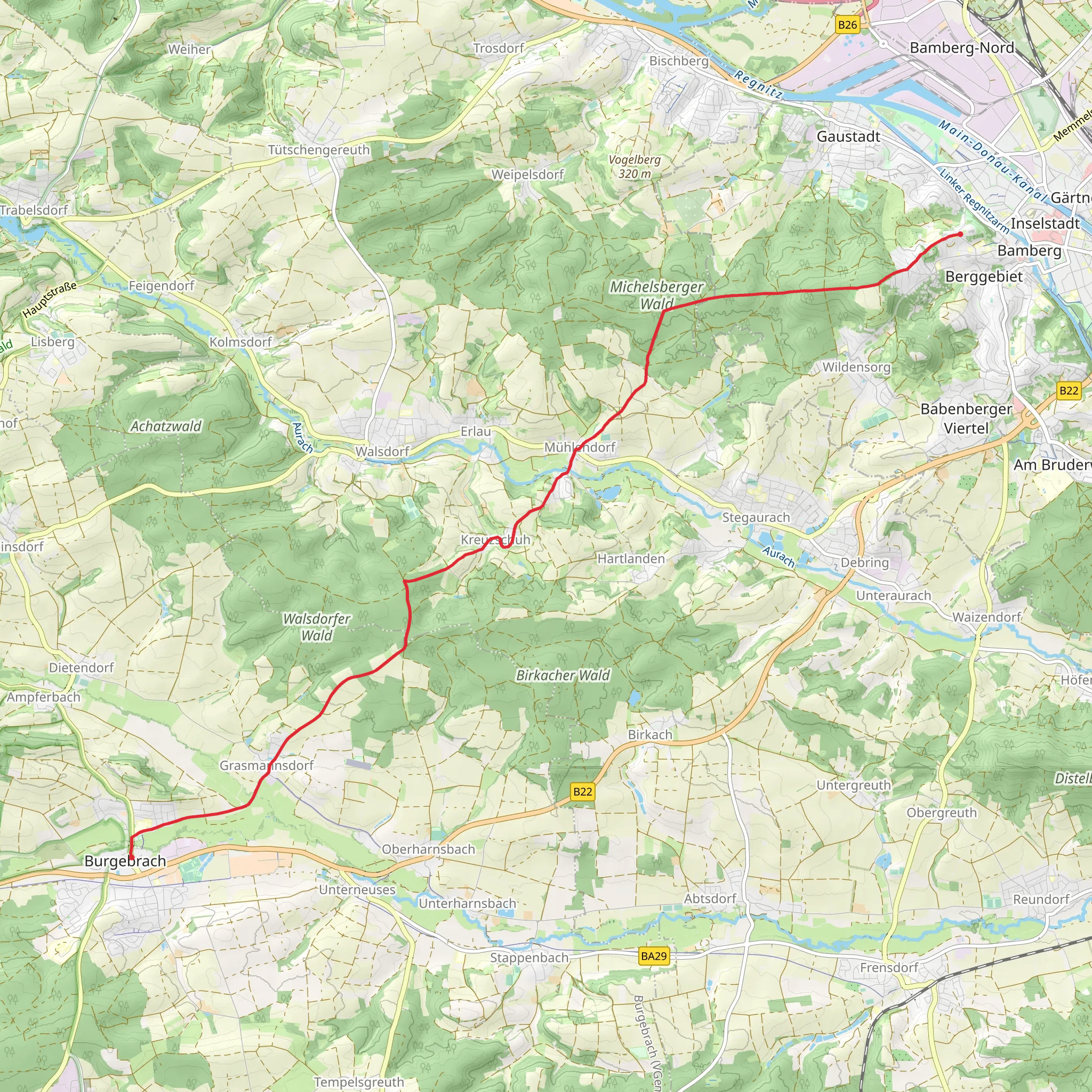 Burgebrach to Bamberg via Kunigundenweg mobile static map