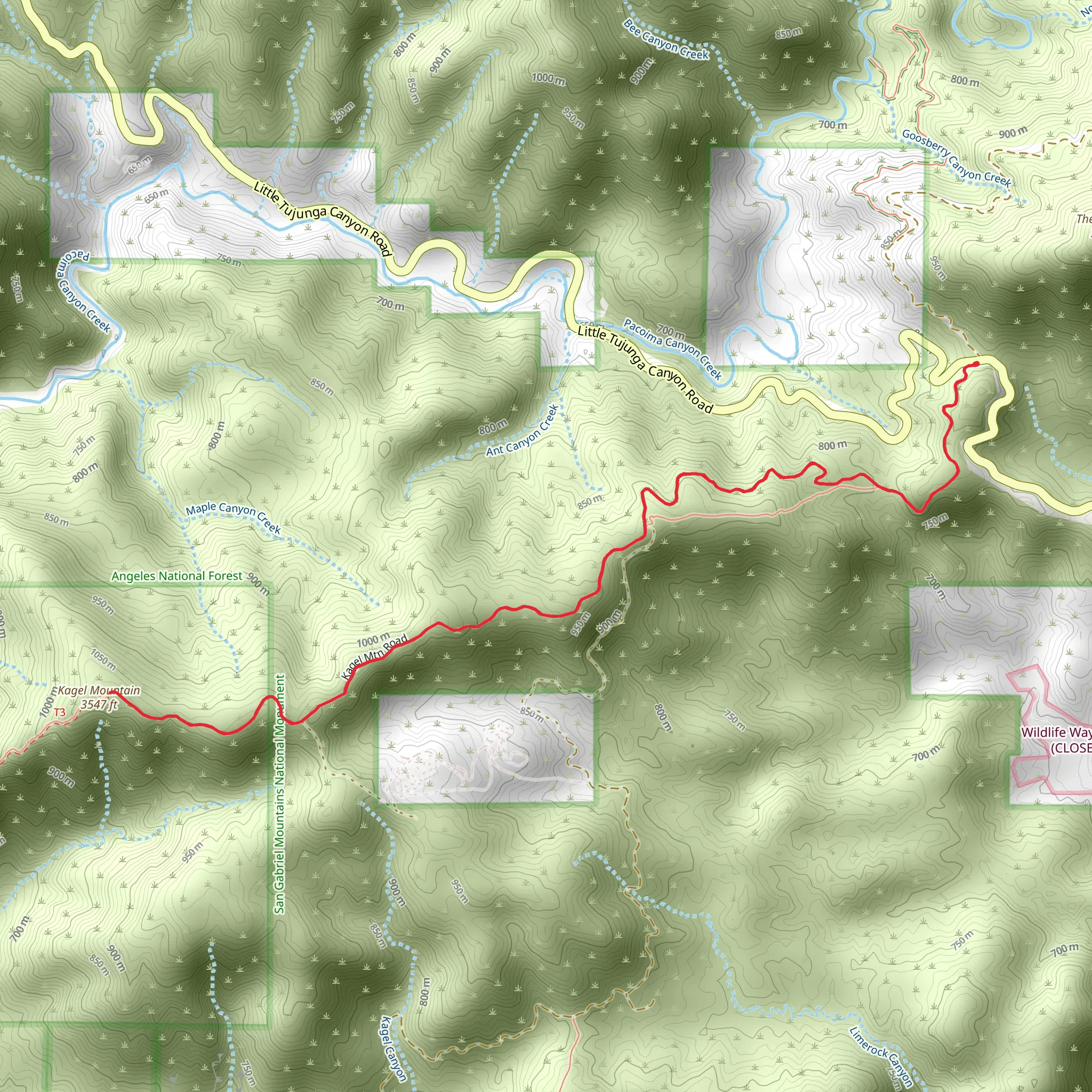 Kagel Mountain from Little Tujunga Canyon Road mobile static map