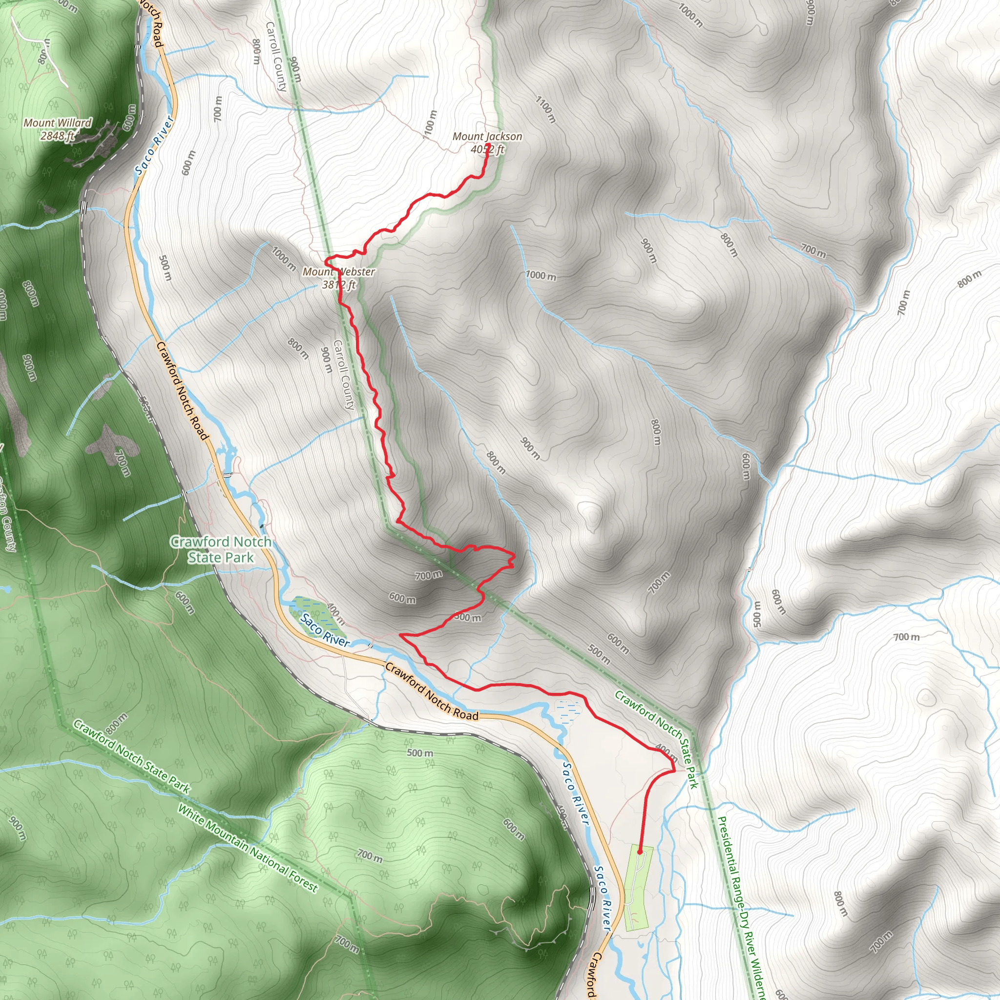 Mount Jackson via Saco River Trail mobile static map
