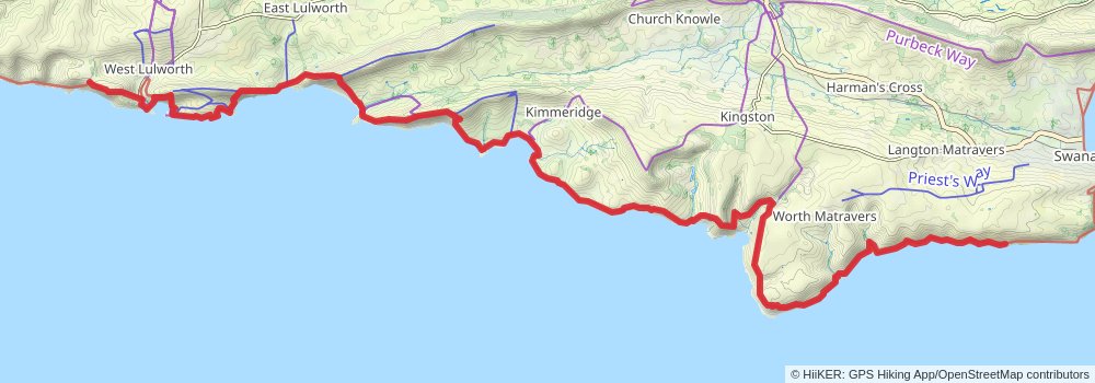 Jurassic Coast Walk stage 9 Map