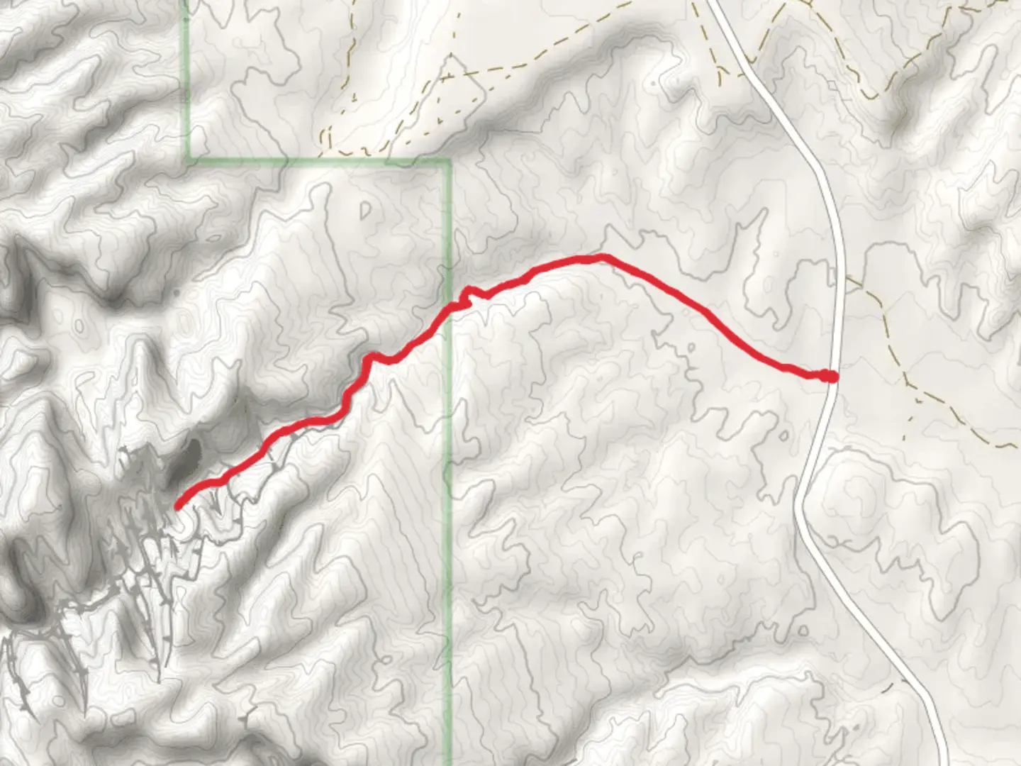 An image depicting the trail Burro Wash Trail and its surrounding area.