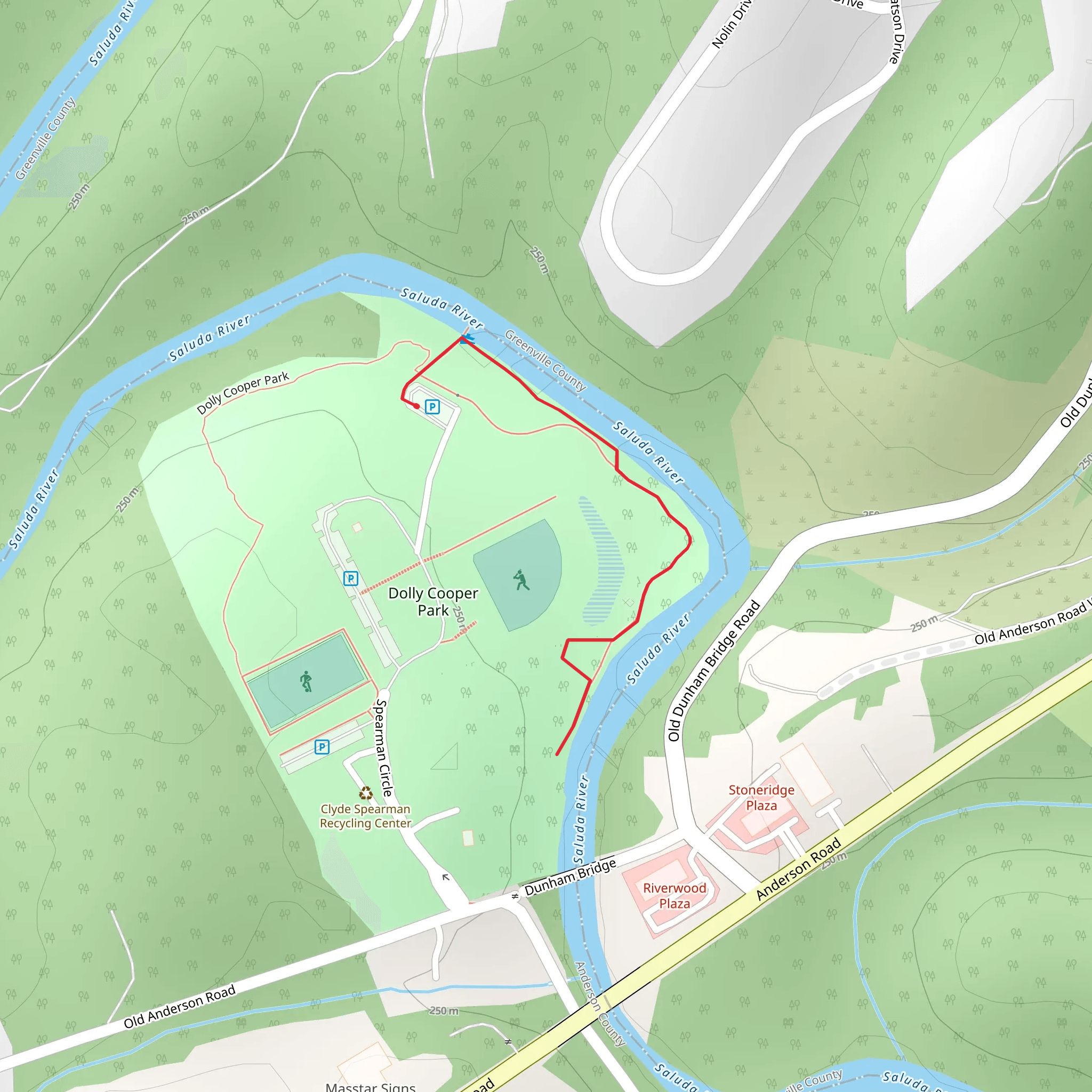 Saluda River Shore Walk - Dolly Cooper Park mobile static map