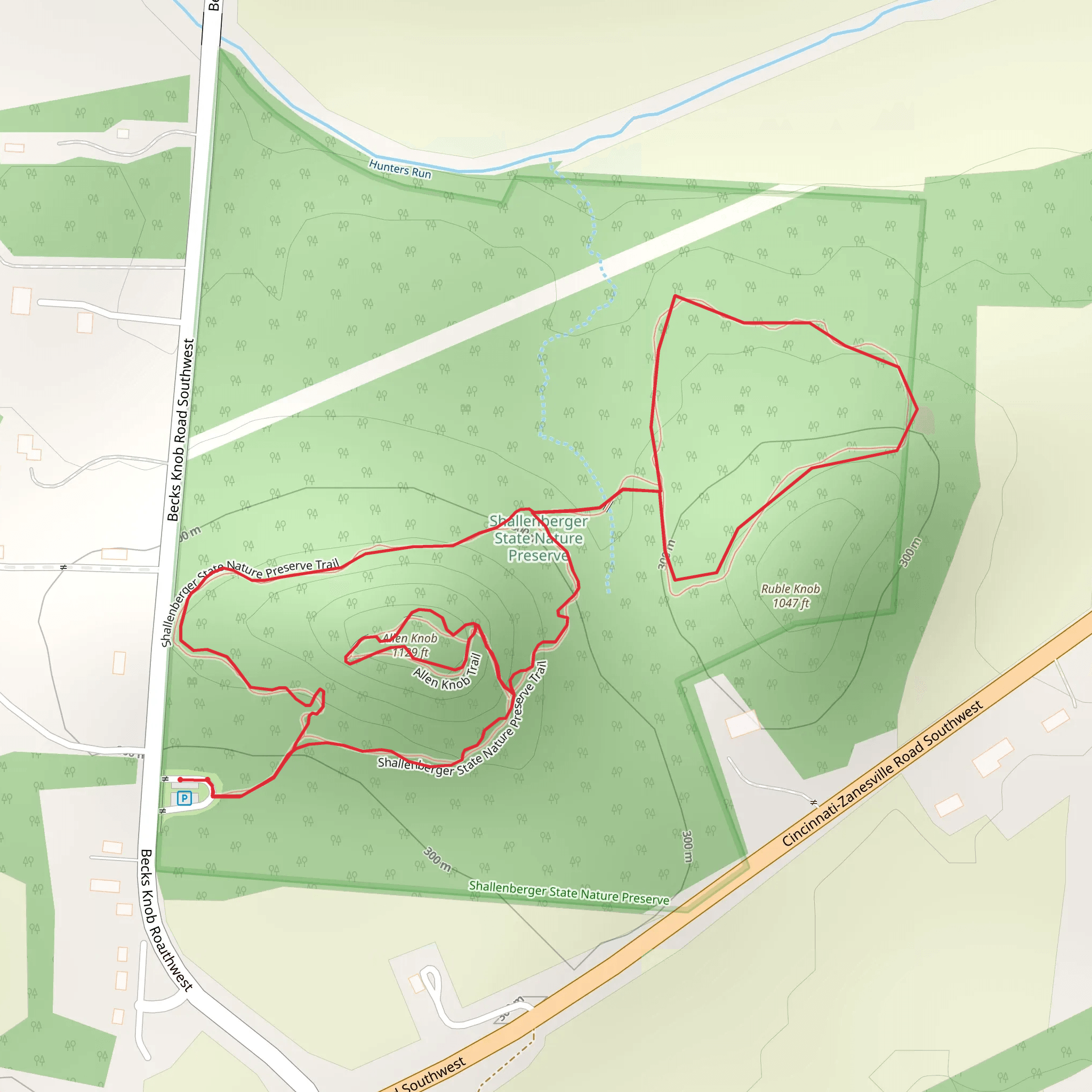 Allen Knob and Ruble Knob Loop mobile static map