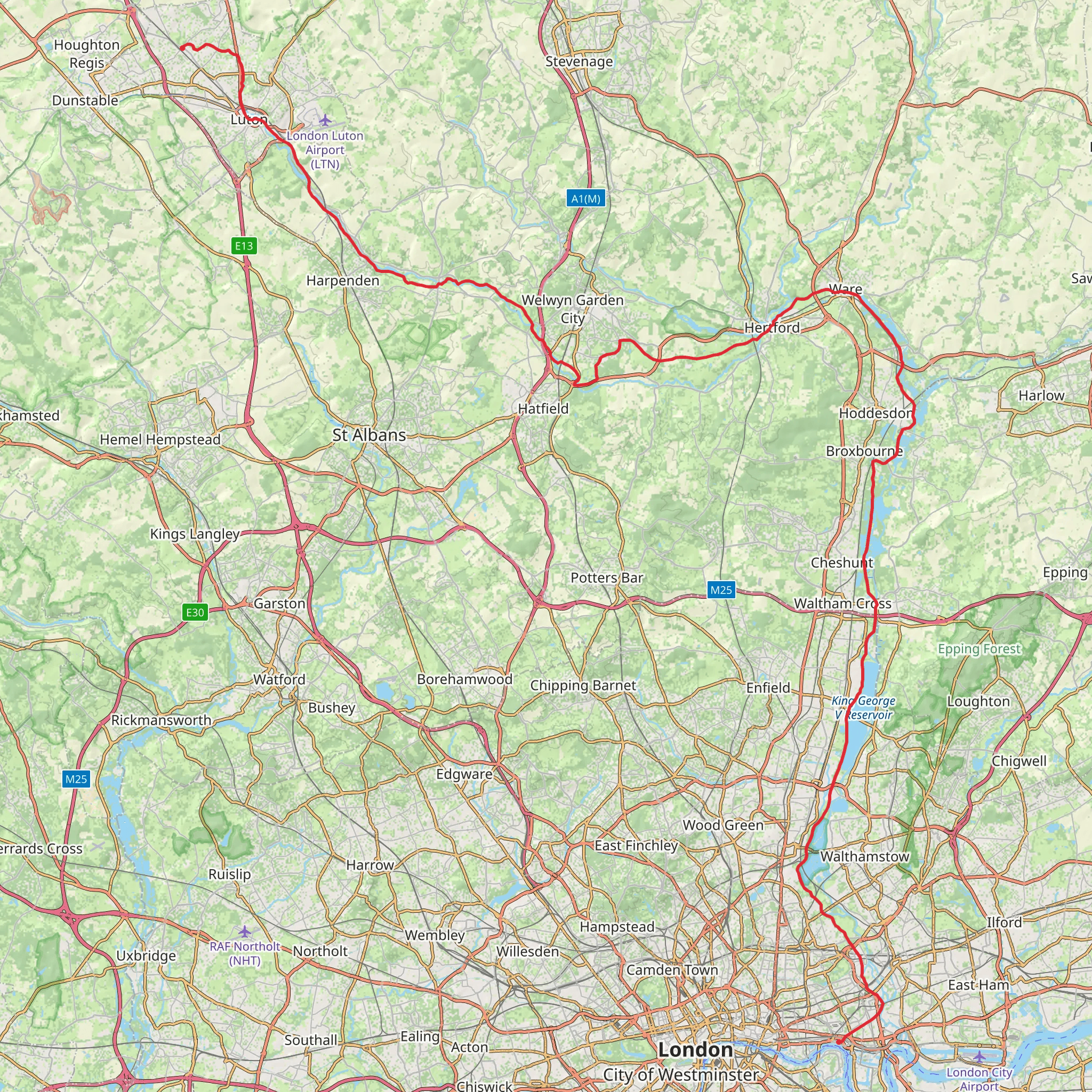 Lea Valley Walk mobile static map