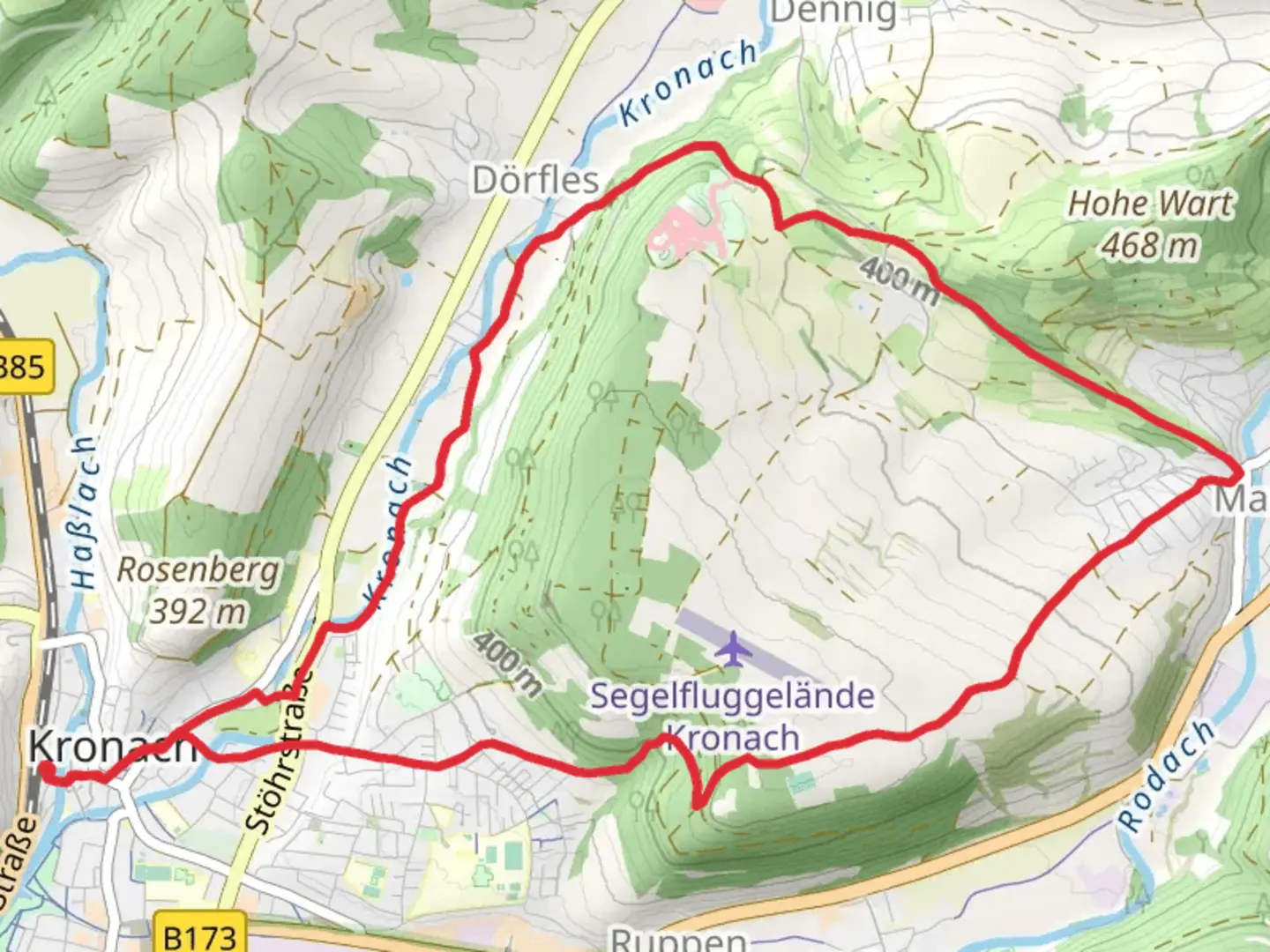 An image depicting the trail Kreuzberg Weg KC 13 and its surrounding area.