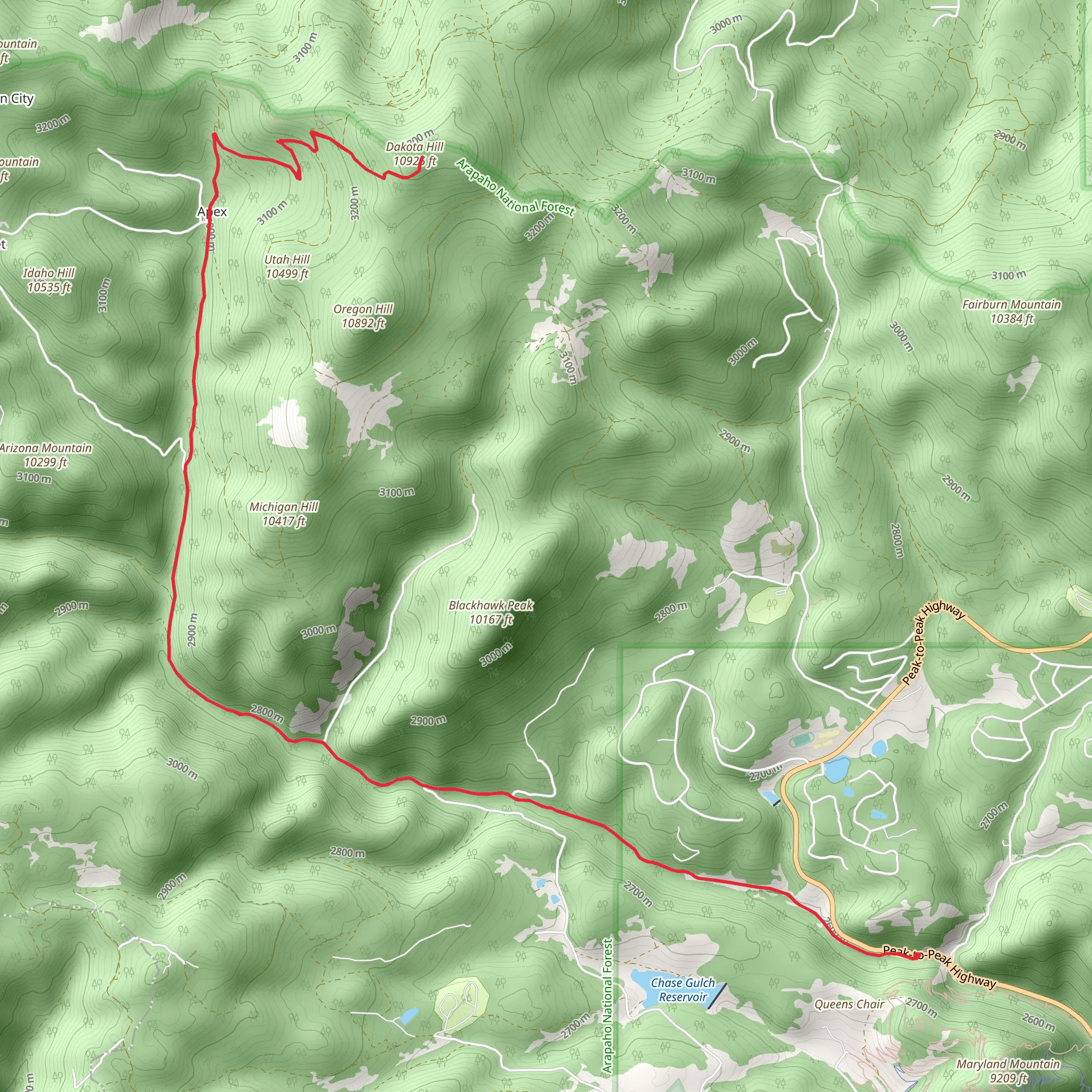 Apex Valley Road mobile static map